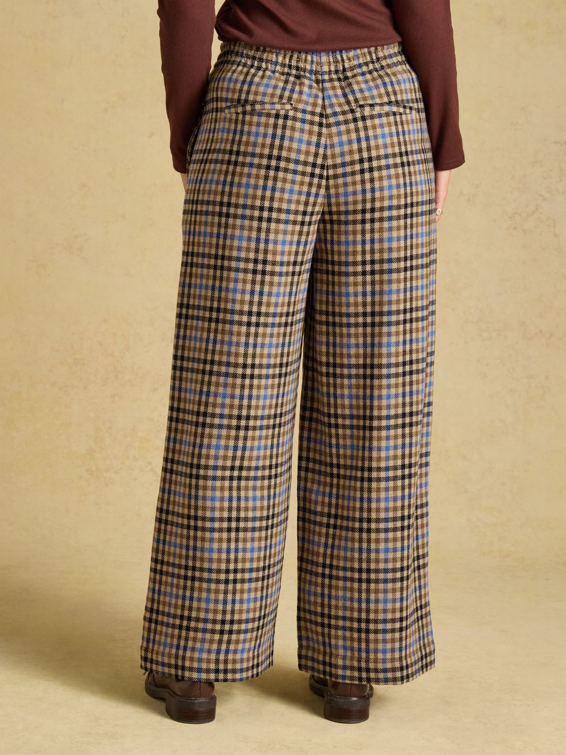 Brown Check Pull On Wide Leg Cropped Trouser - Image 2 of 7