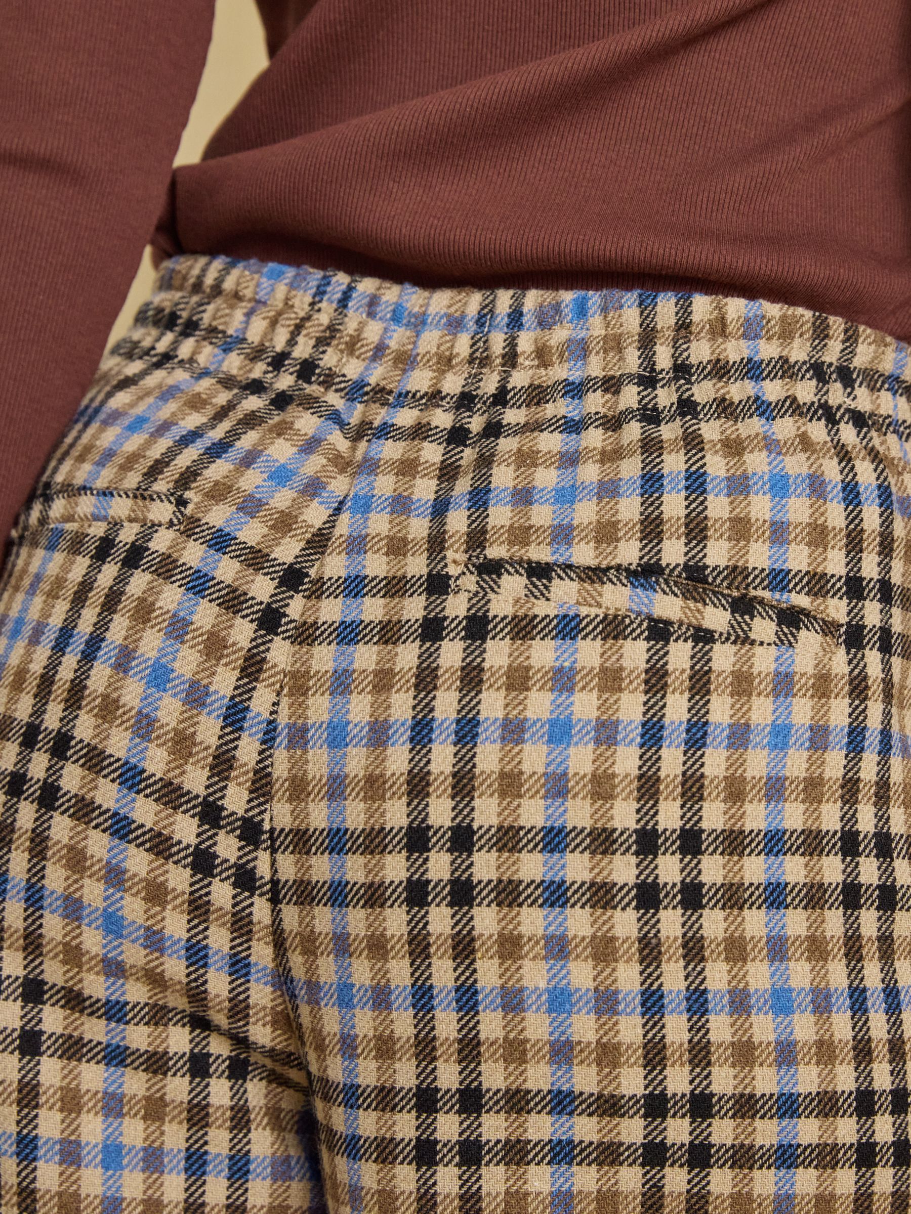 Brown Check Pull On Wide Leg Cropped Trouser - Image 5 of 7