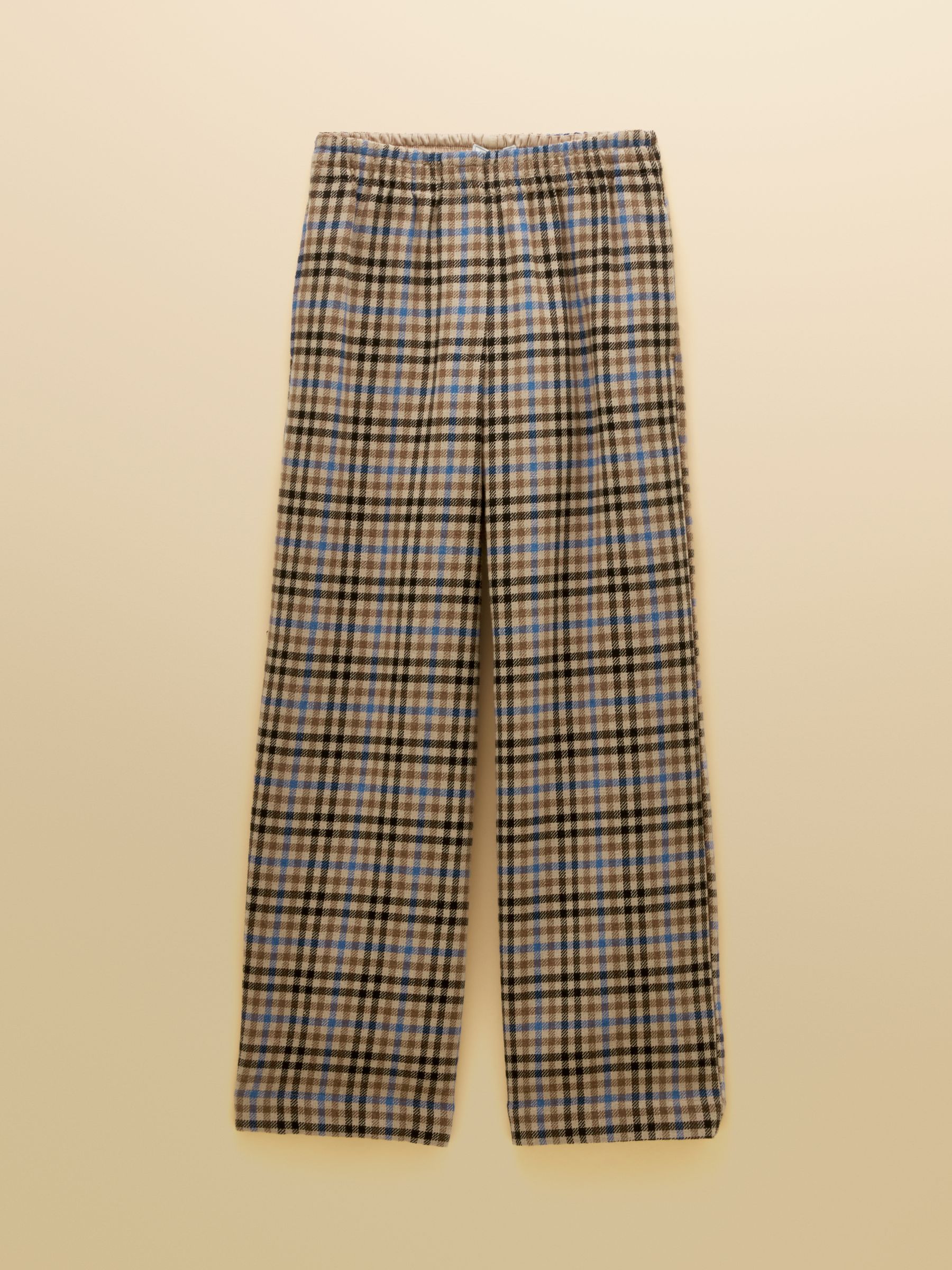 Brown Check Pull On Wide Leg Cropped Trouser - Image 7 of 7