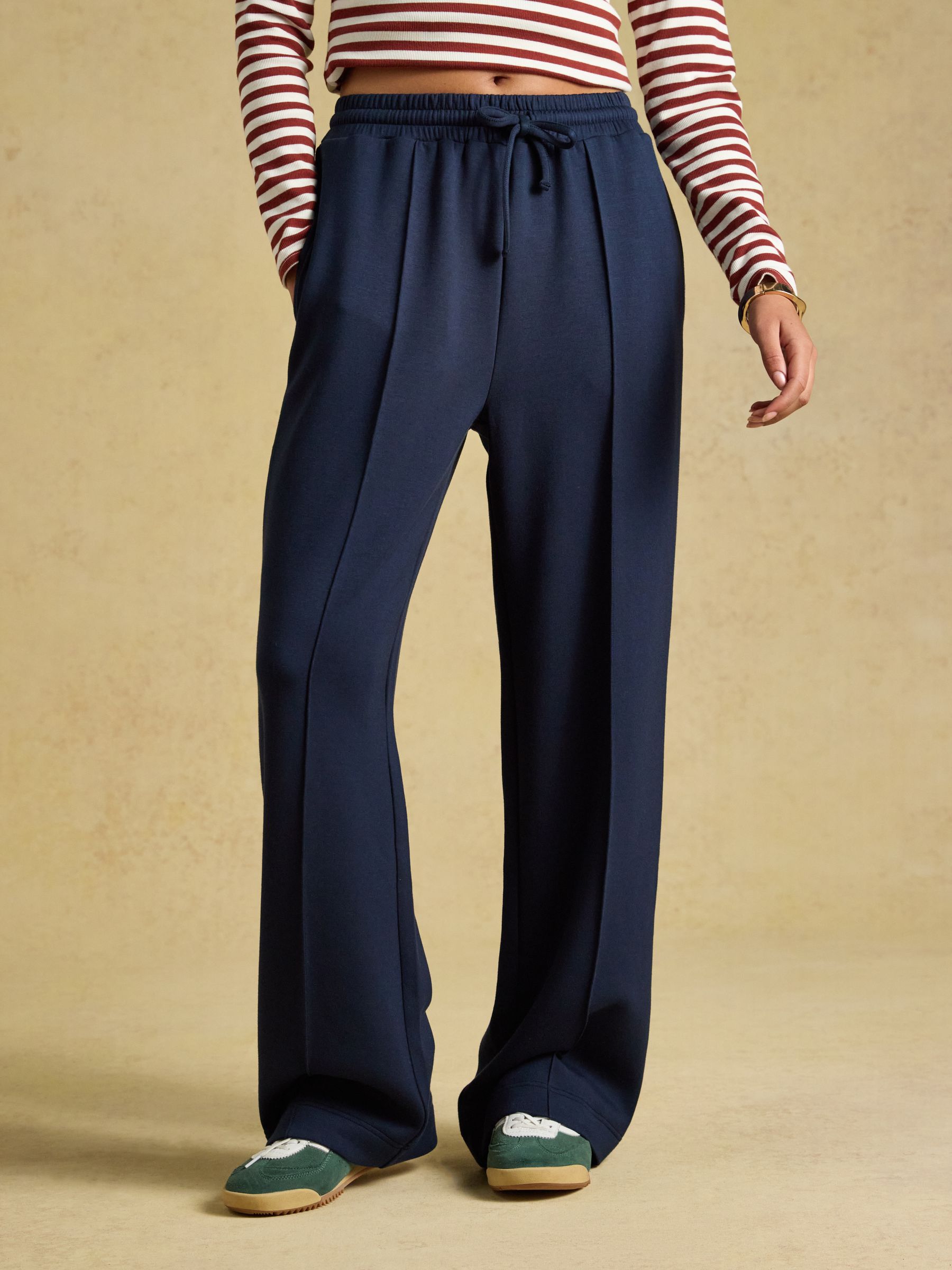 Navy Pull On Smart Wide Leg Joggers - Image 1 of 7