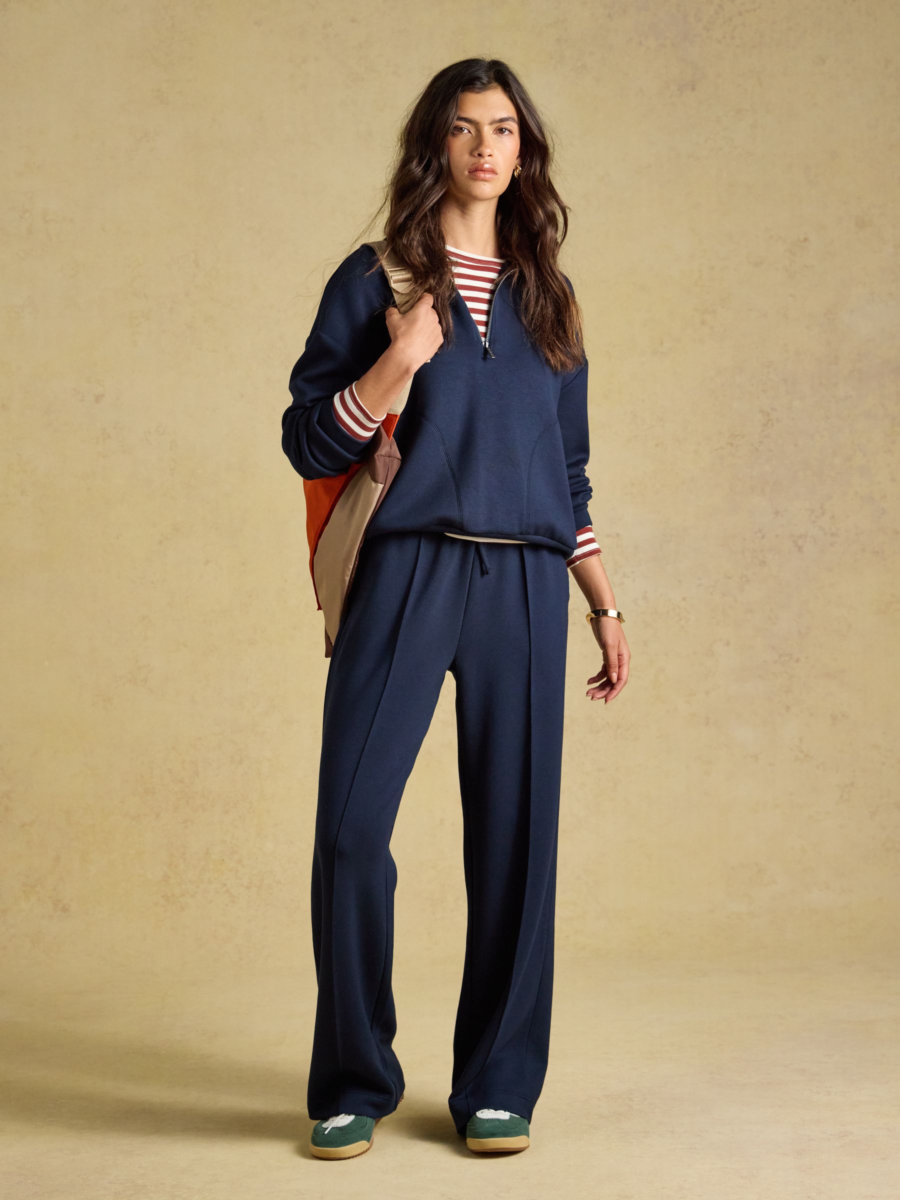 Navy Pull On Smart Wide Leg Joggers - Image 5 of 7
