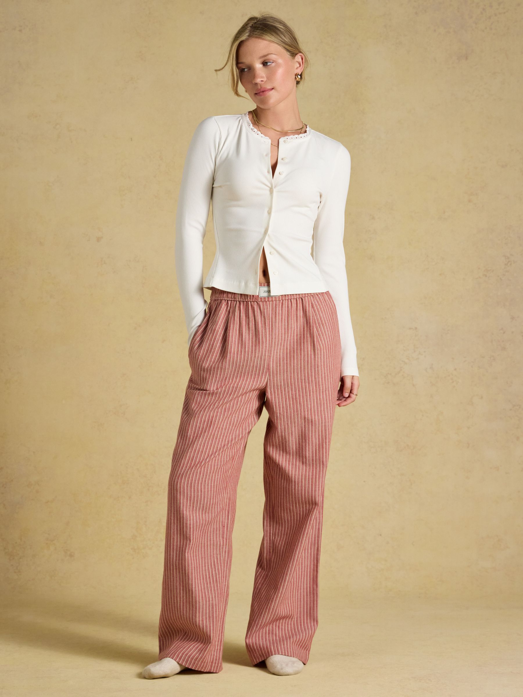 Flannel Hallie Red/Ecru Stripe Pull-On Trousers - Image 6 of 7