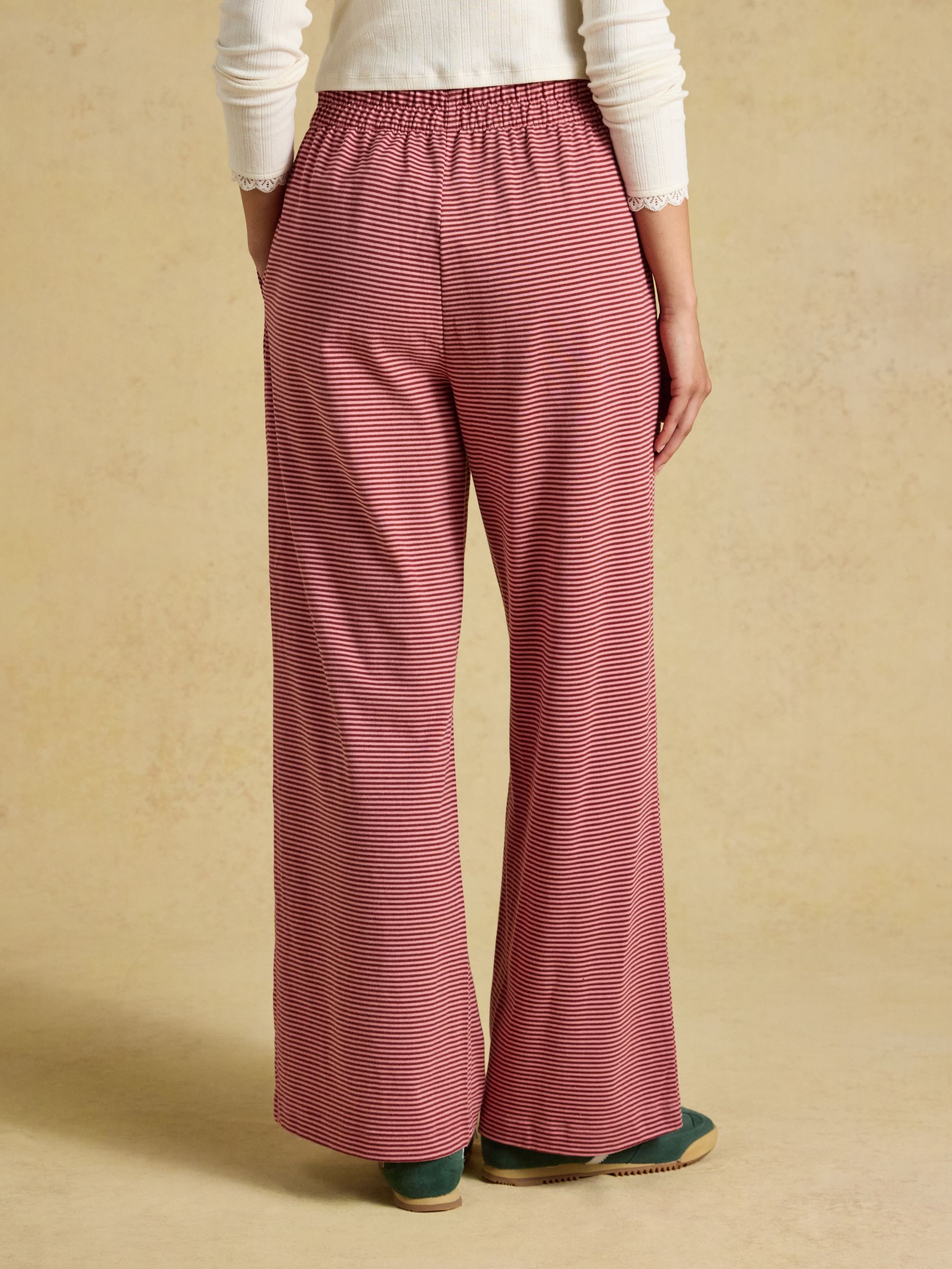 Burgundy Stripe Elasticated Waist Jersey Pull On Jogger - Image 2 of 5 Burgundy Stripe Elasticated Waist Jersey Pull On Jogger - Image 2 of 5