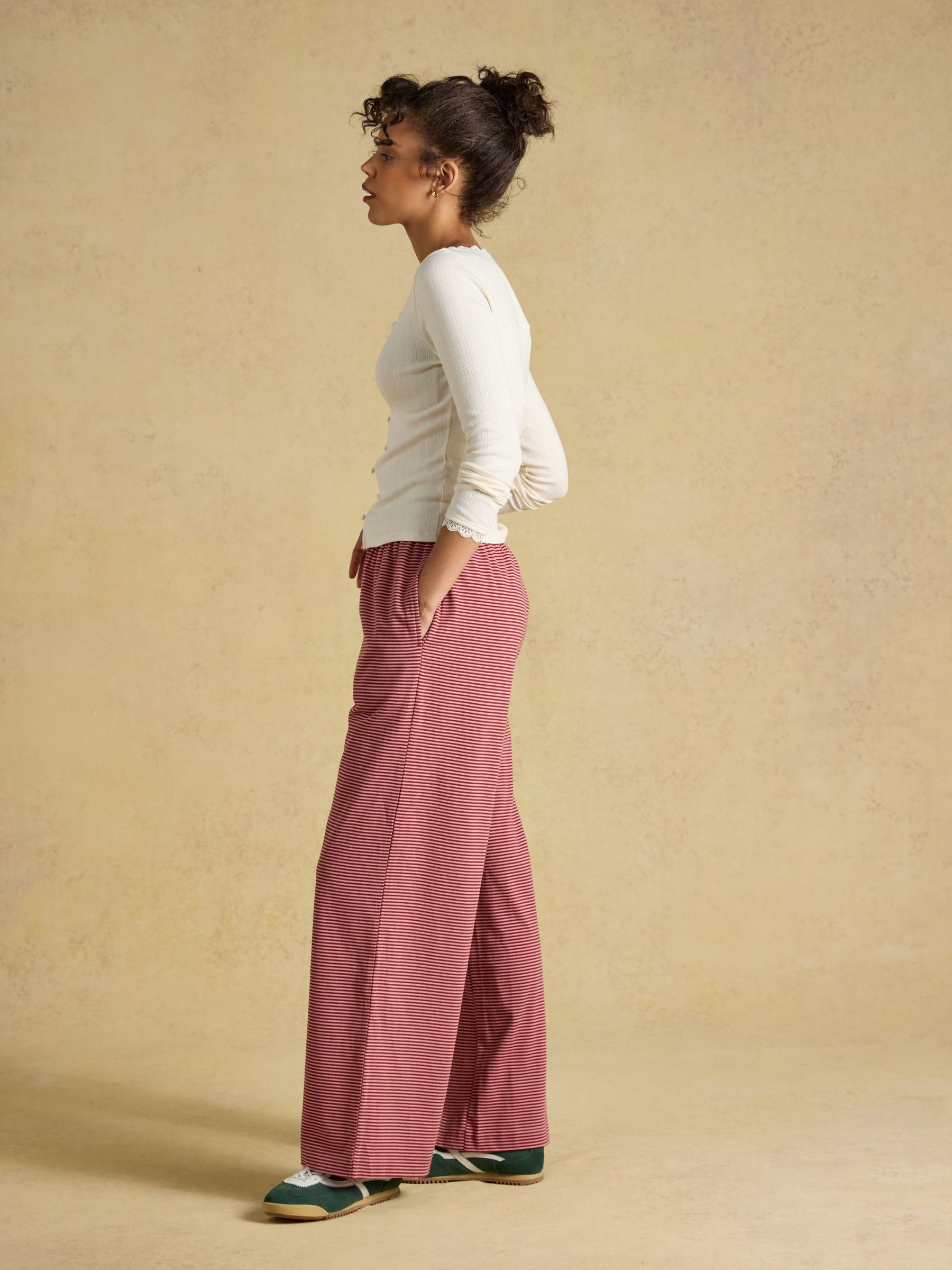 Burgundy Stripe Elasticated Waist Jersey Pull On Jogger - Image 3 of 5