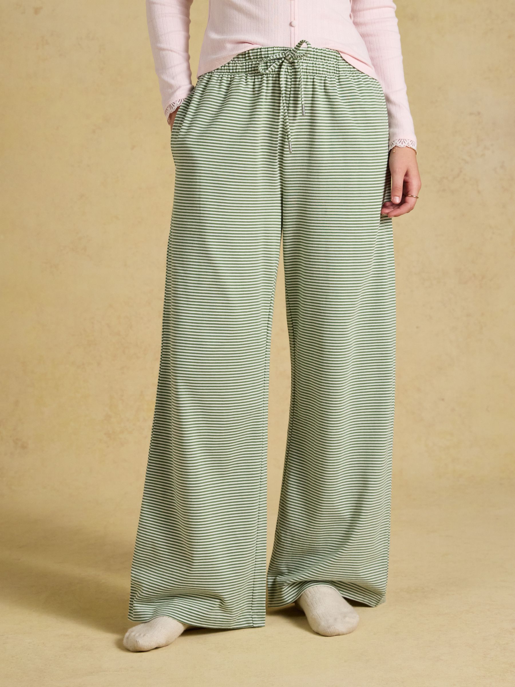 Green/Ecru Stripe Elasticated Waist Jersey Pull On Jogger - Image 1 of 7