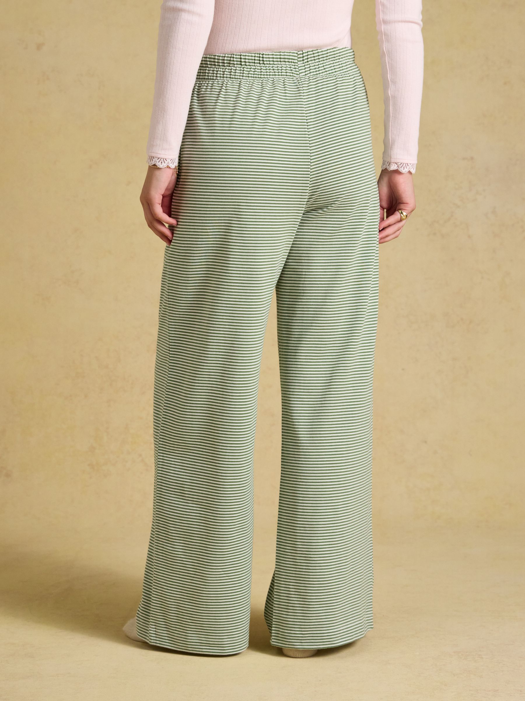 Green/Ecru Stripe Elasticated Waist Jersey Pull On Jogger - Image 2 of 7