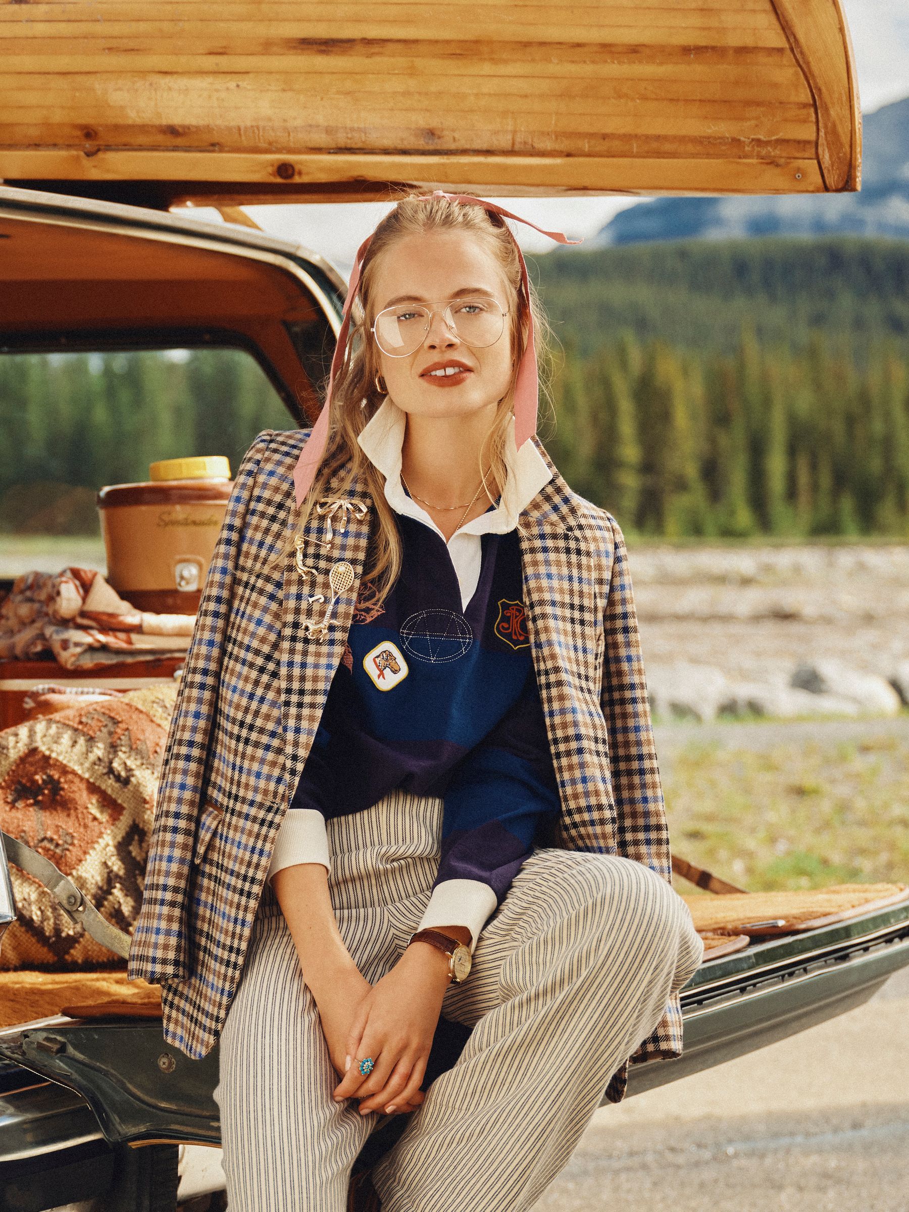 Flannel Hallie Navy Stripe Pull-On Trousers - Image 2 of 9 Flannel Hallie Navy Stripe Pull-On Trousers - Image 2 of 9