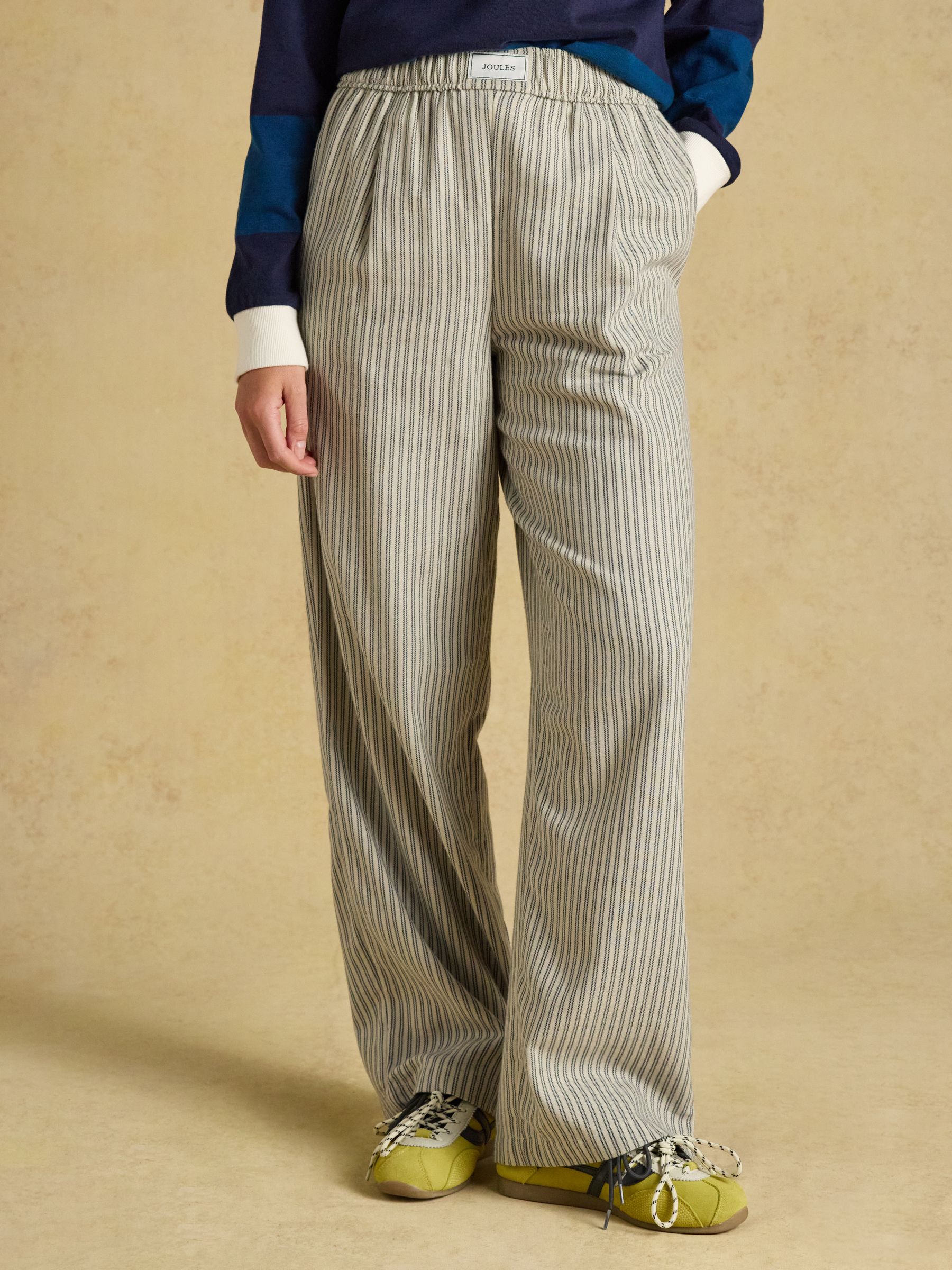 Flannel Hallie Navy Stripe Pull-On Trousers - Image 3 of 9