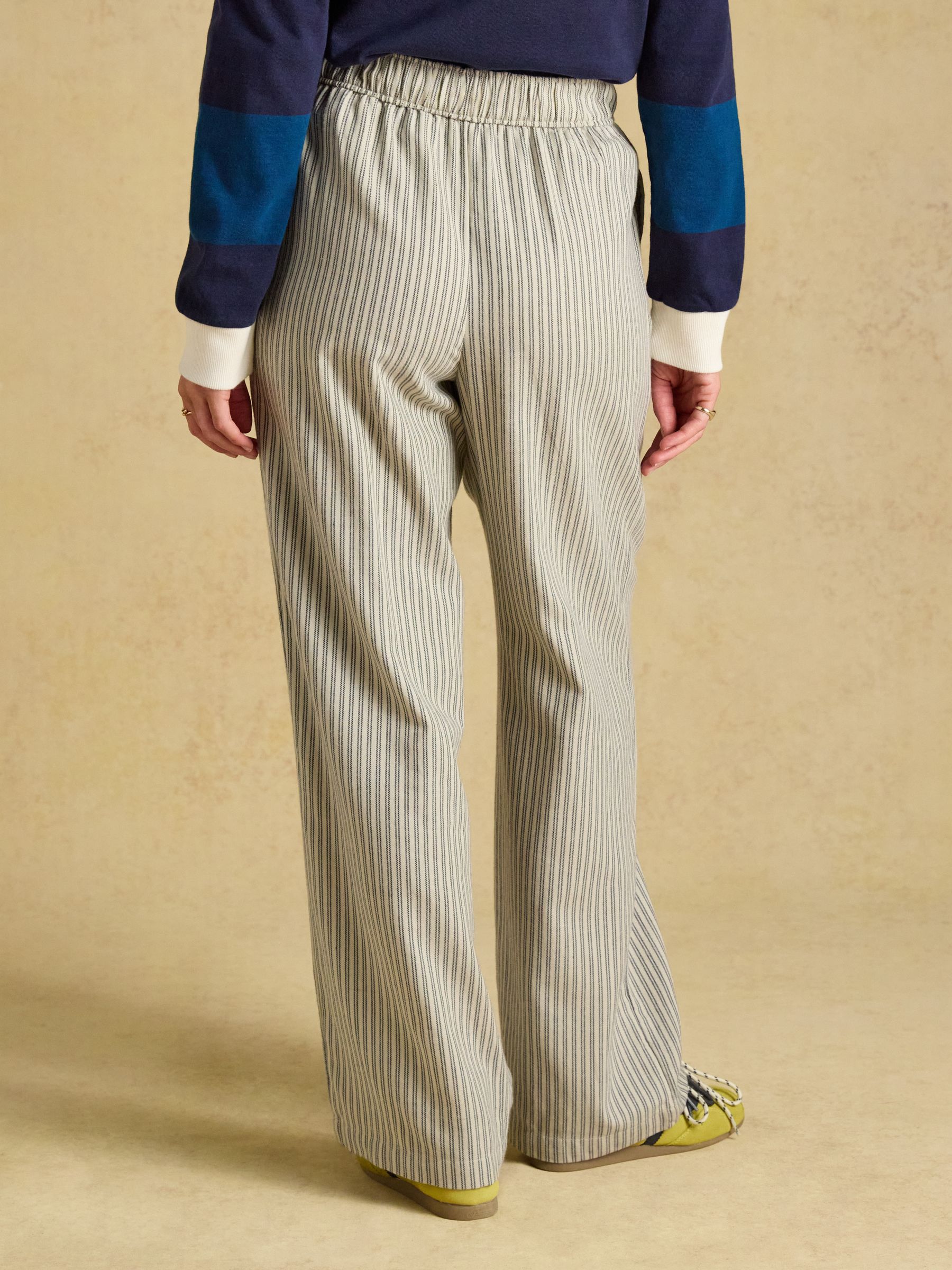 Flannel Hallie Navy Stripe Pull-On Trousers - Image 4 of 9