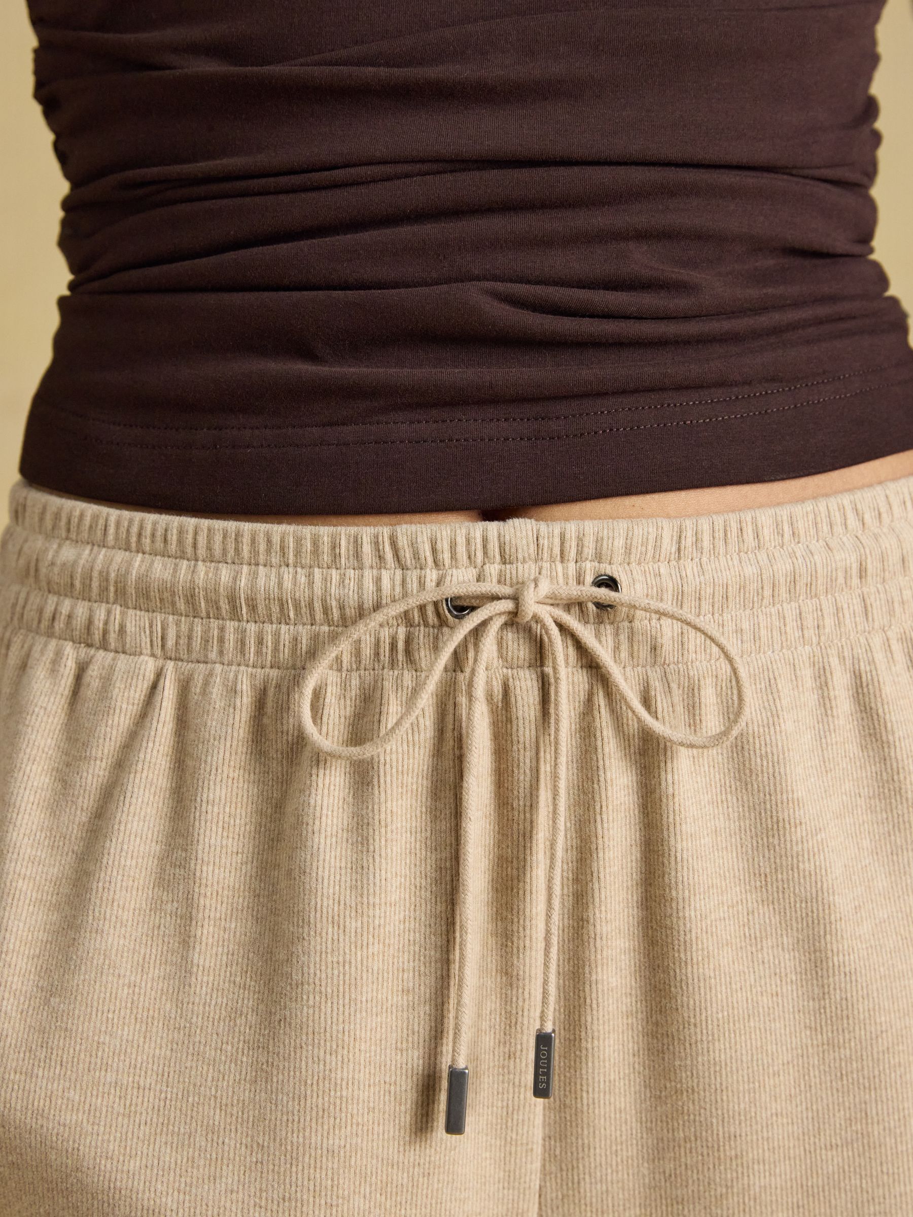 Wide Leg Pull On Rib Oatmeal Wide Leg Pull On Ribbed Joggers - Image 6 of 9