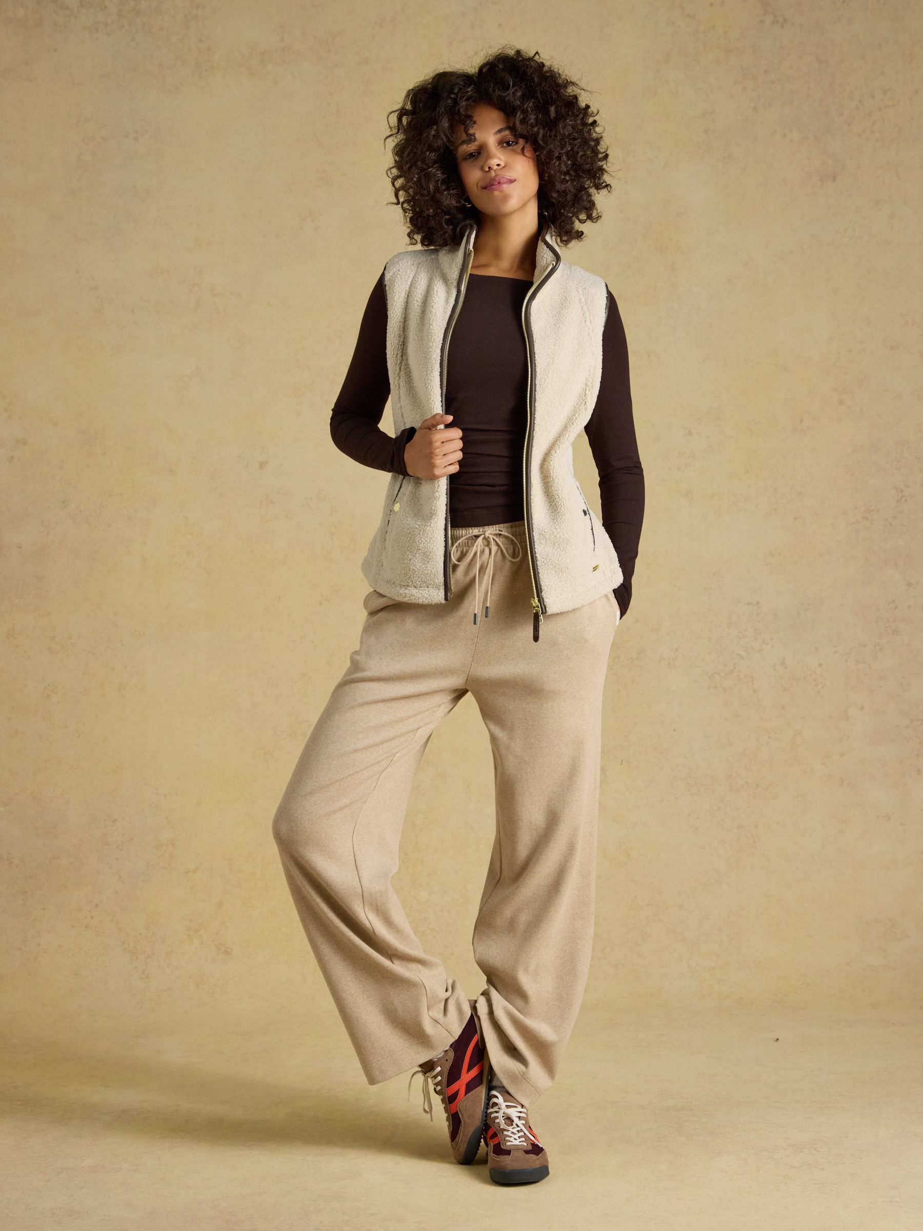 Wide Leg Pull On Rib Oatmeal Wide Leg Pull On Ribbed Joggers - Image 7 of 9