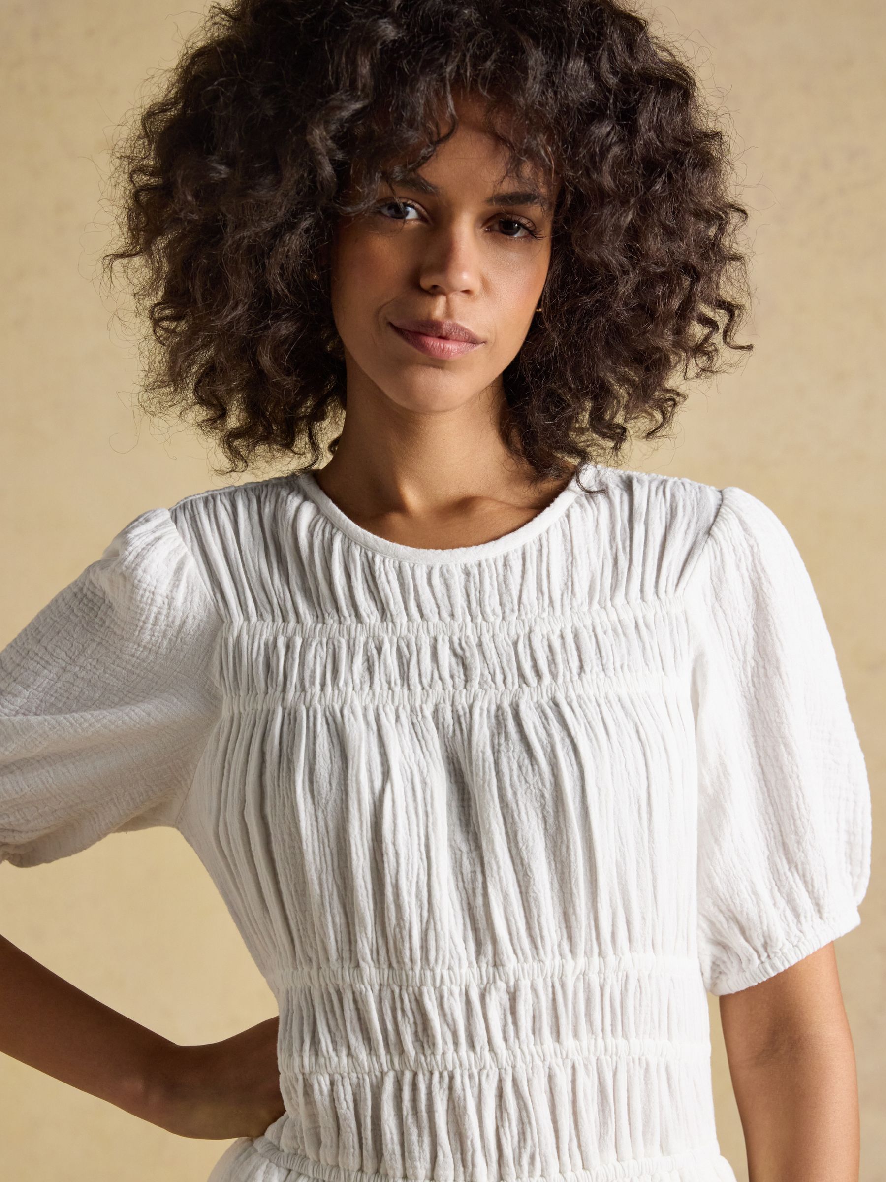 Ella White Double Cloth Cotton Midi Dress - Image 3 of 9
