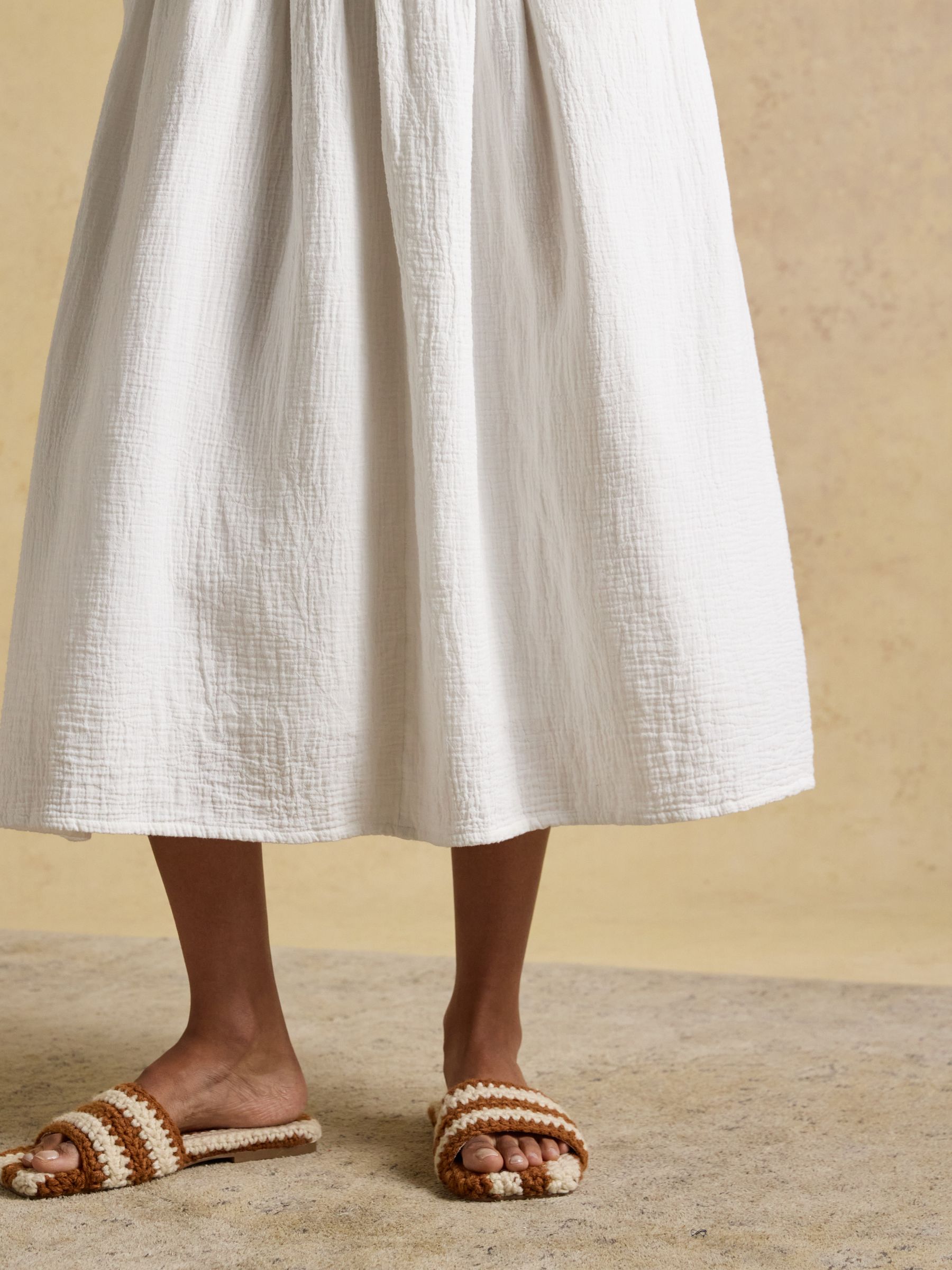 Ella White Double Cloth Cotton Midi Dress - Image 7 of 9