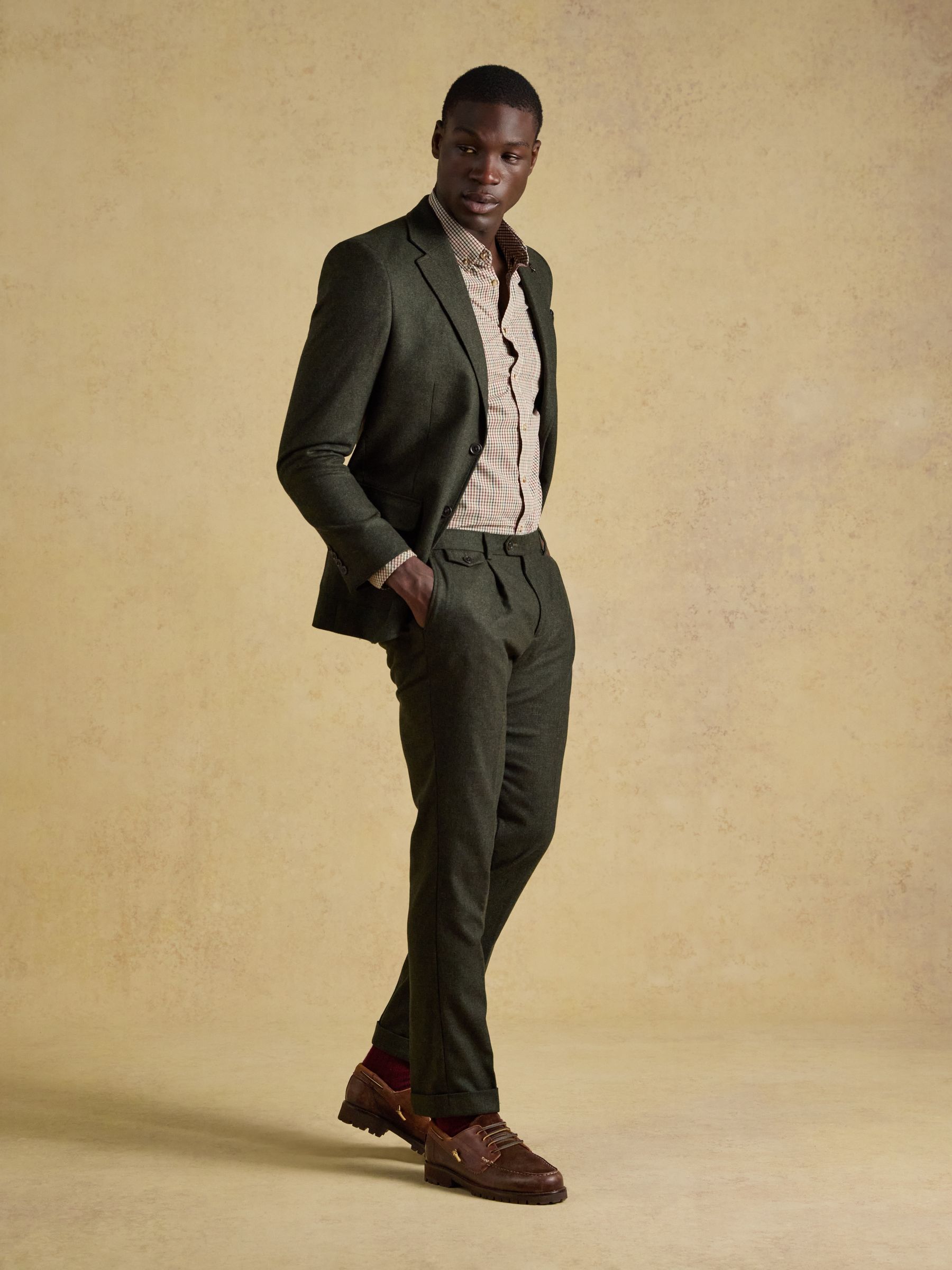 Green Slim Fit Texture Suit Trousers - Image 1 of 5 Green Slim Fit Texture Suit Trousers - Image 1 of 5