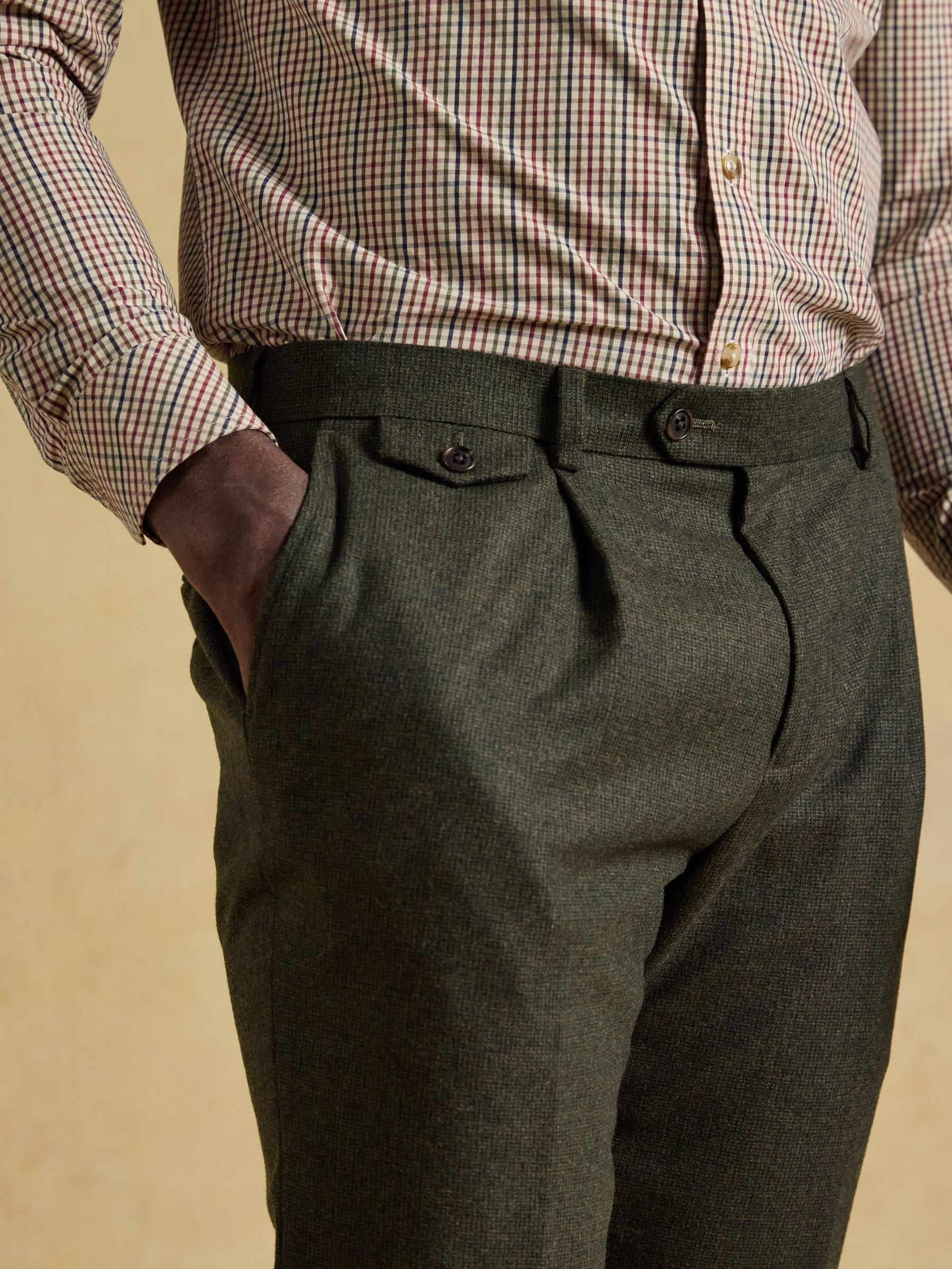 Green Slim Fit Texture Suit Trousers - Image 3 of 5