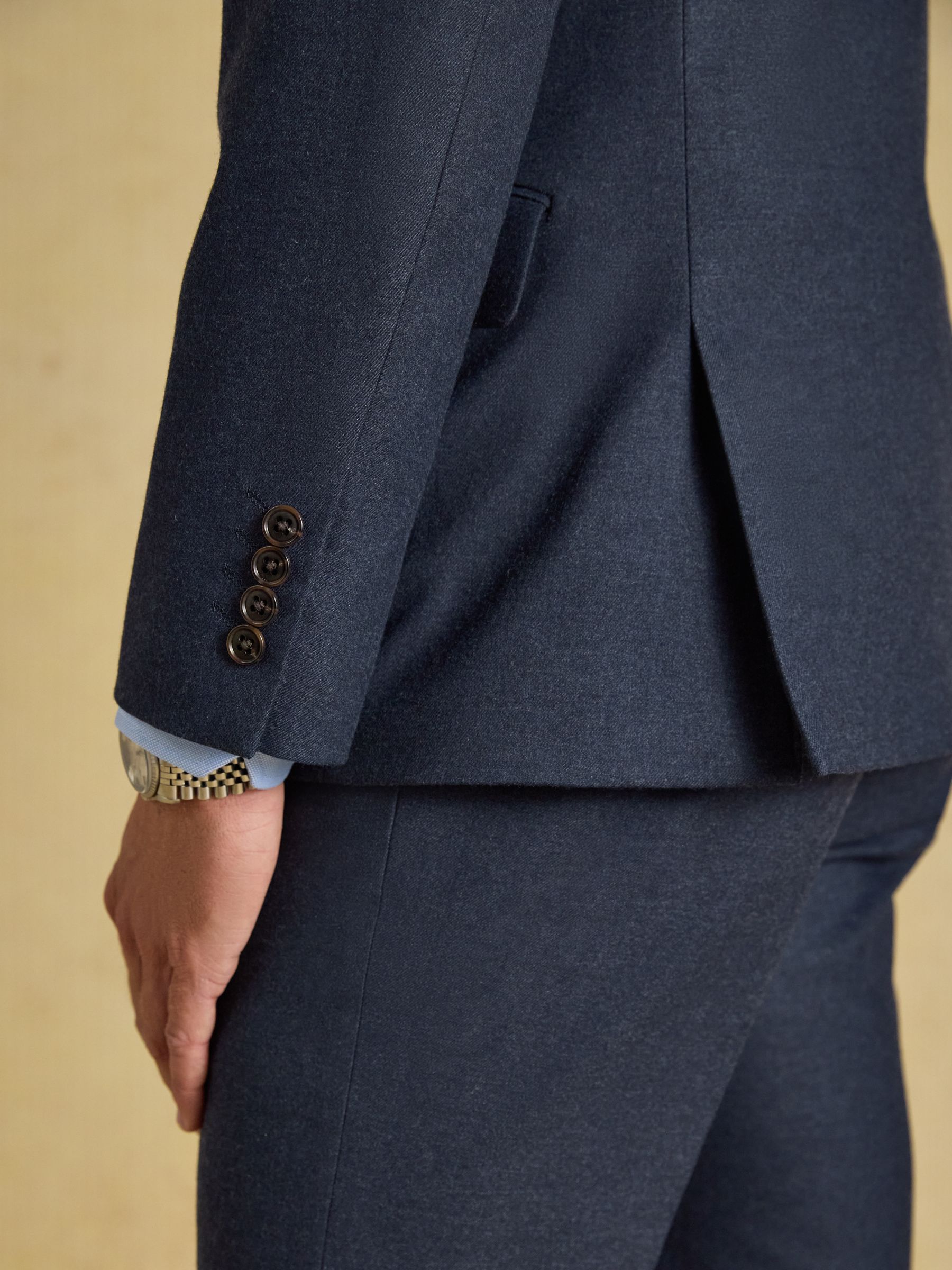 Blue Slim Fit Flannel Suit Jacket - Image 4 of 8