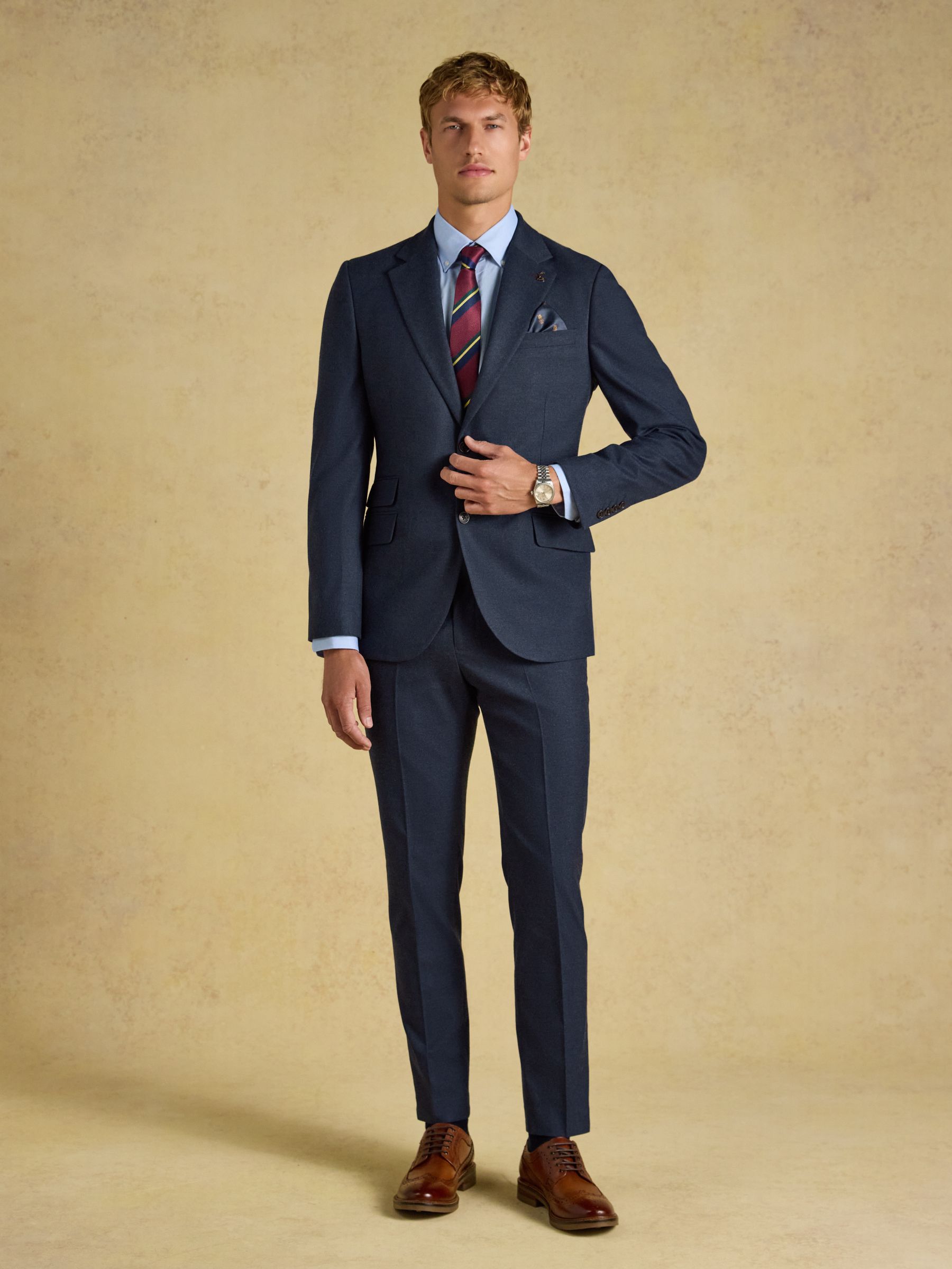 Blue Slim Fit Flannel Suit Jacket - Image 5 of 8