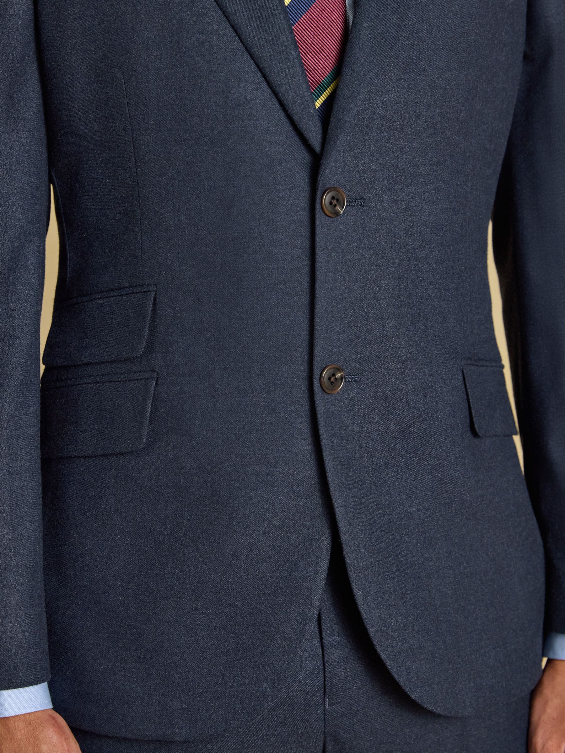 Blue Slim Fit Flannel Suit Jacket - Image 6 of 8
