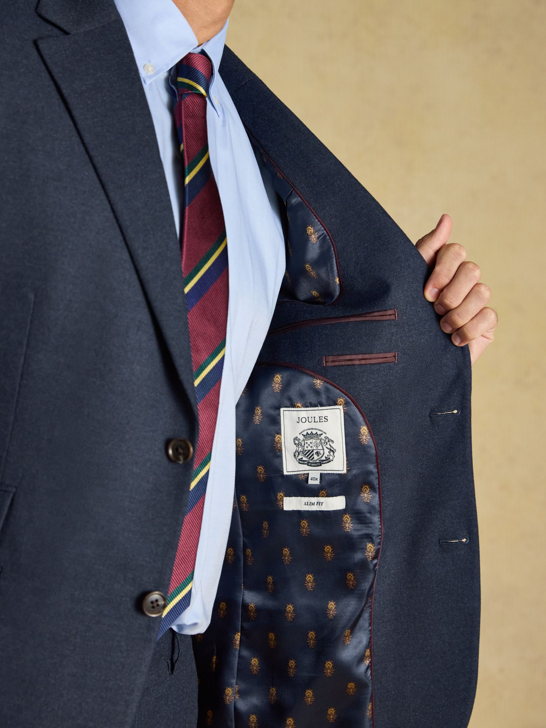 Blue Slim Fit Flannel Suit Jacket - Image 7 of 8