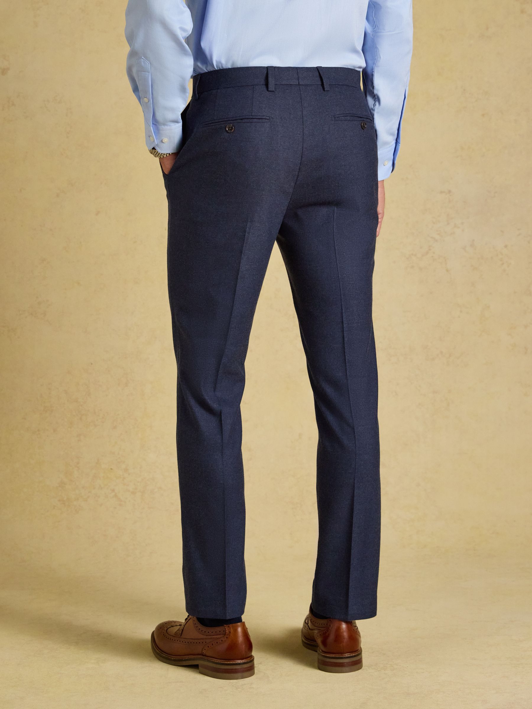 Blue Slim Fit Flannel Suit Trousers - Image 2 of 8