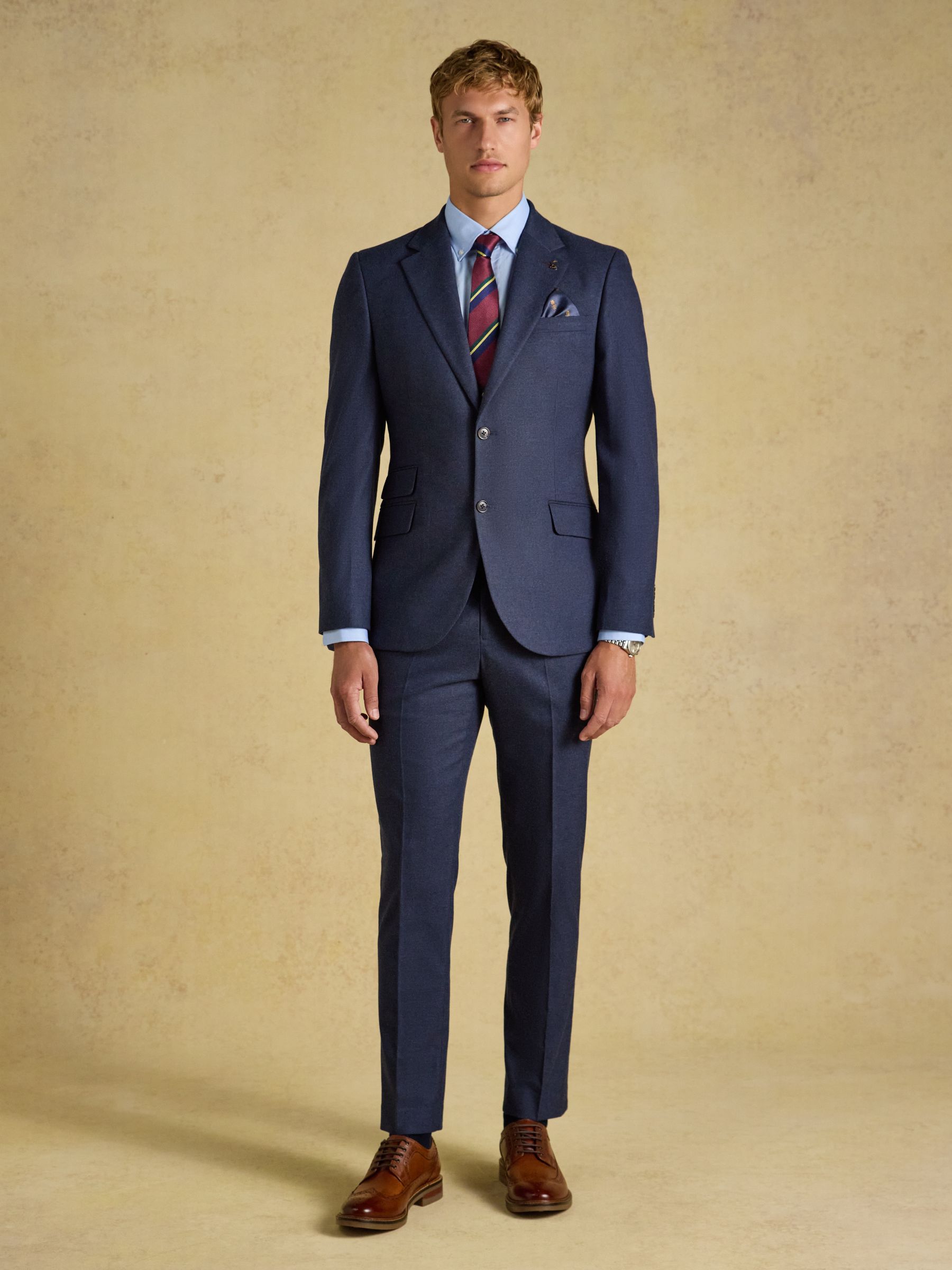 Blue Slim Fit Flannel Suit Trousers - Image 3 of 8