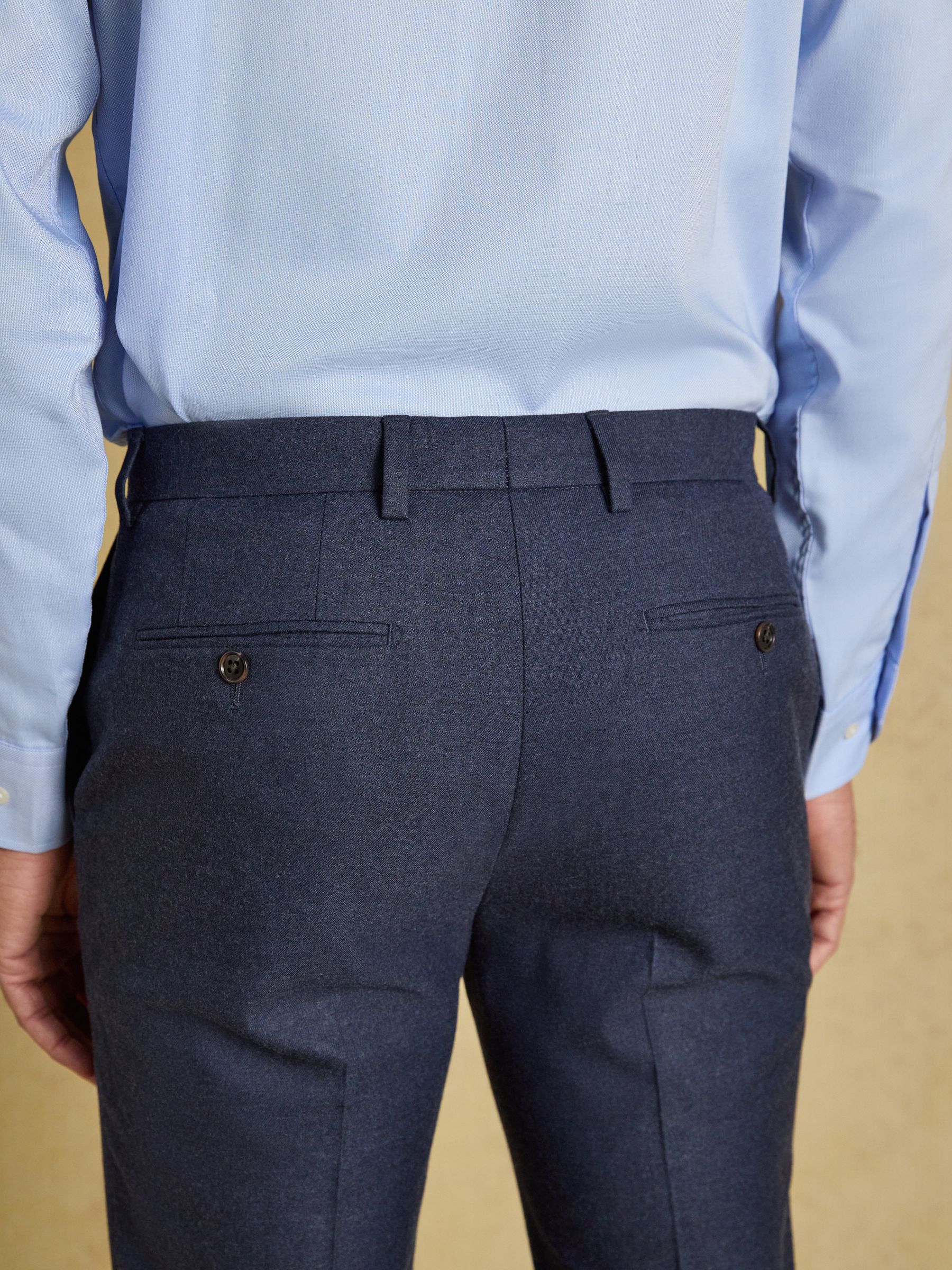Blue Slim Fit Flannel Suit Trousers - Image 6 of 8