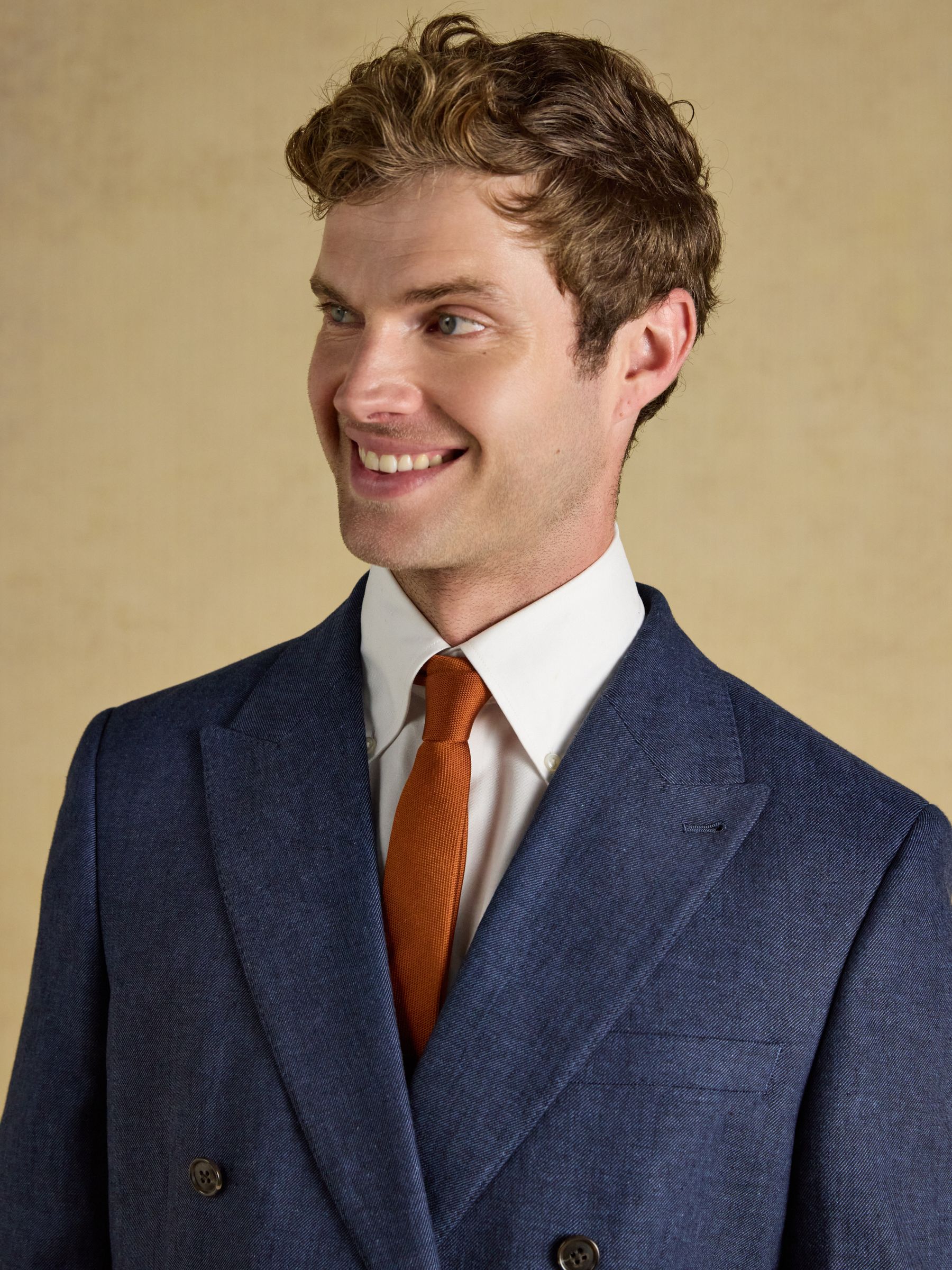 Blue Slim Fit Linen Suit Jacket - Image 4 of 10