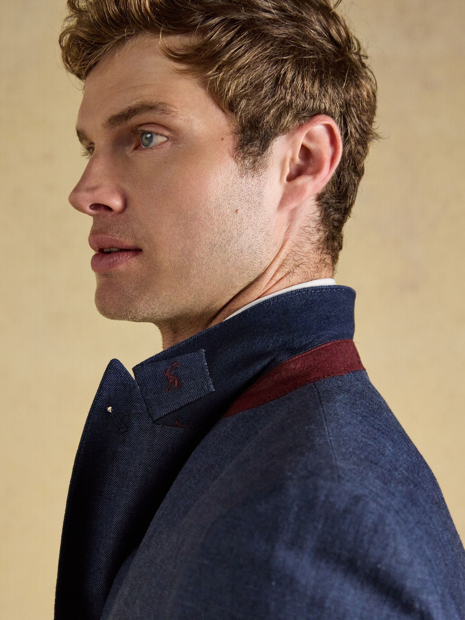 Blue Slim Fit Linen Suit Jacket - Image 8 of 10