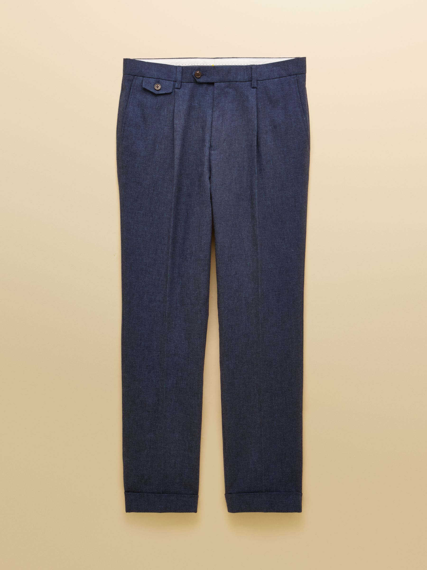 Blue Slim Fit Linen Suit Trousers - Image 6 of 6