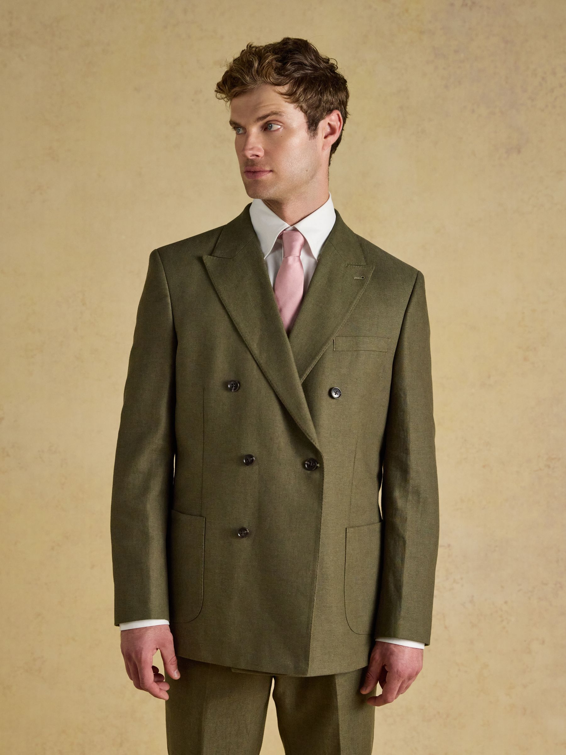 Green Slim Fit Linen Suit Jacket - Image 1 of 10