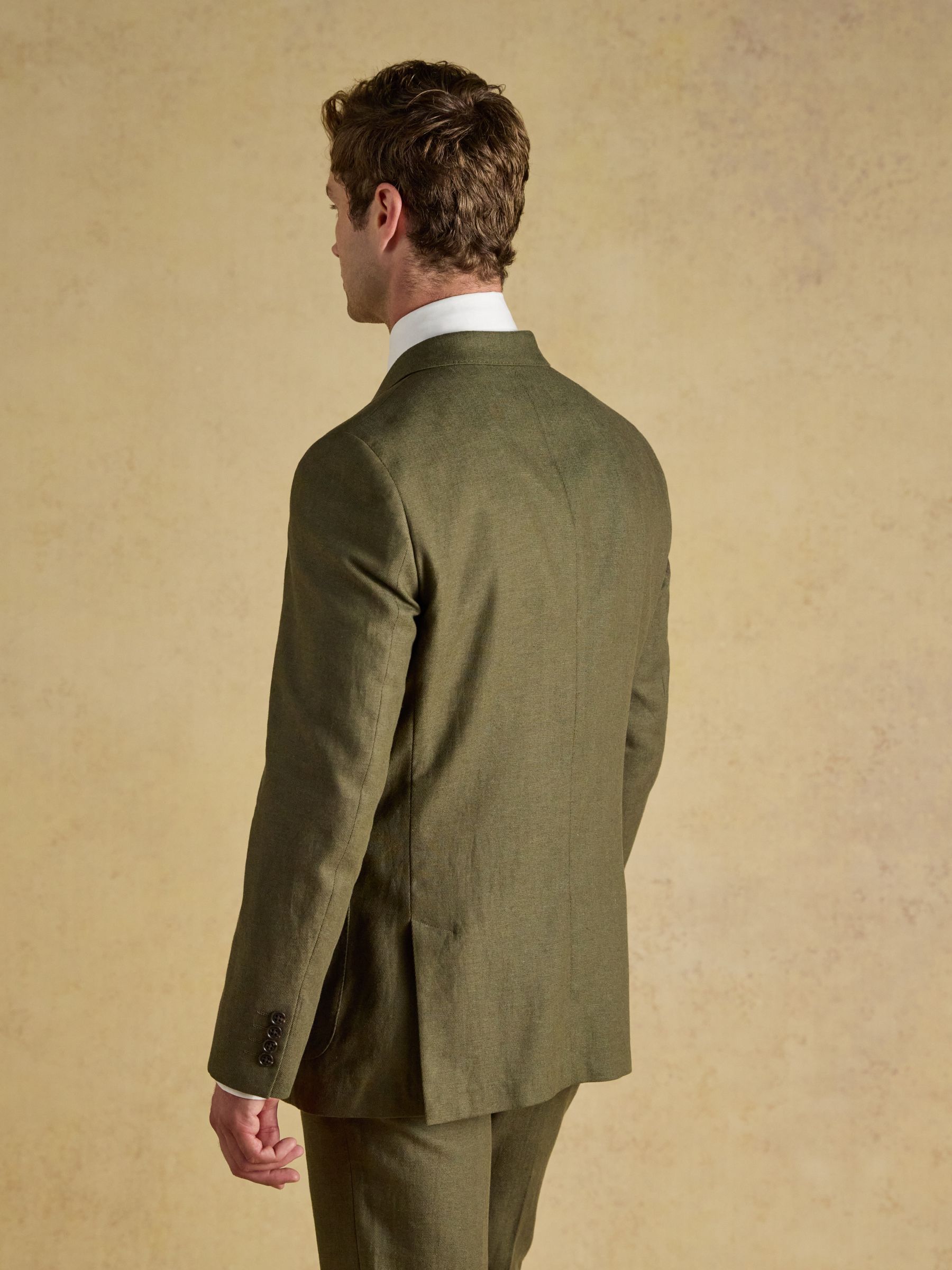 Green Slim Fit Linen Suit Jacket - Image 2 of 10 Green Slim Fit Linen Suit Jacket - Image 2 of 10