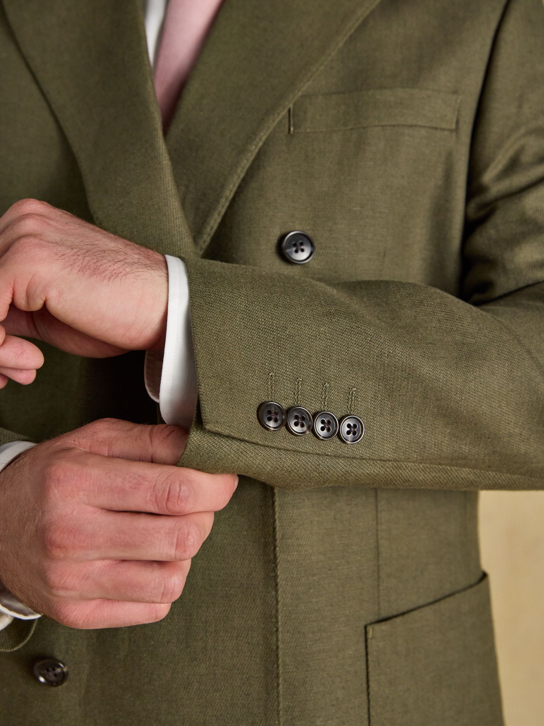 Green Slim Fit Linen Suit Jacket - Image 5 of 10