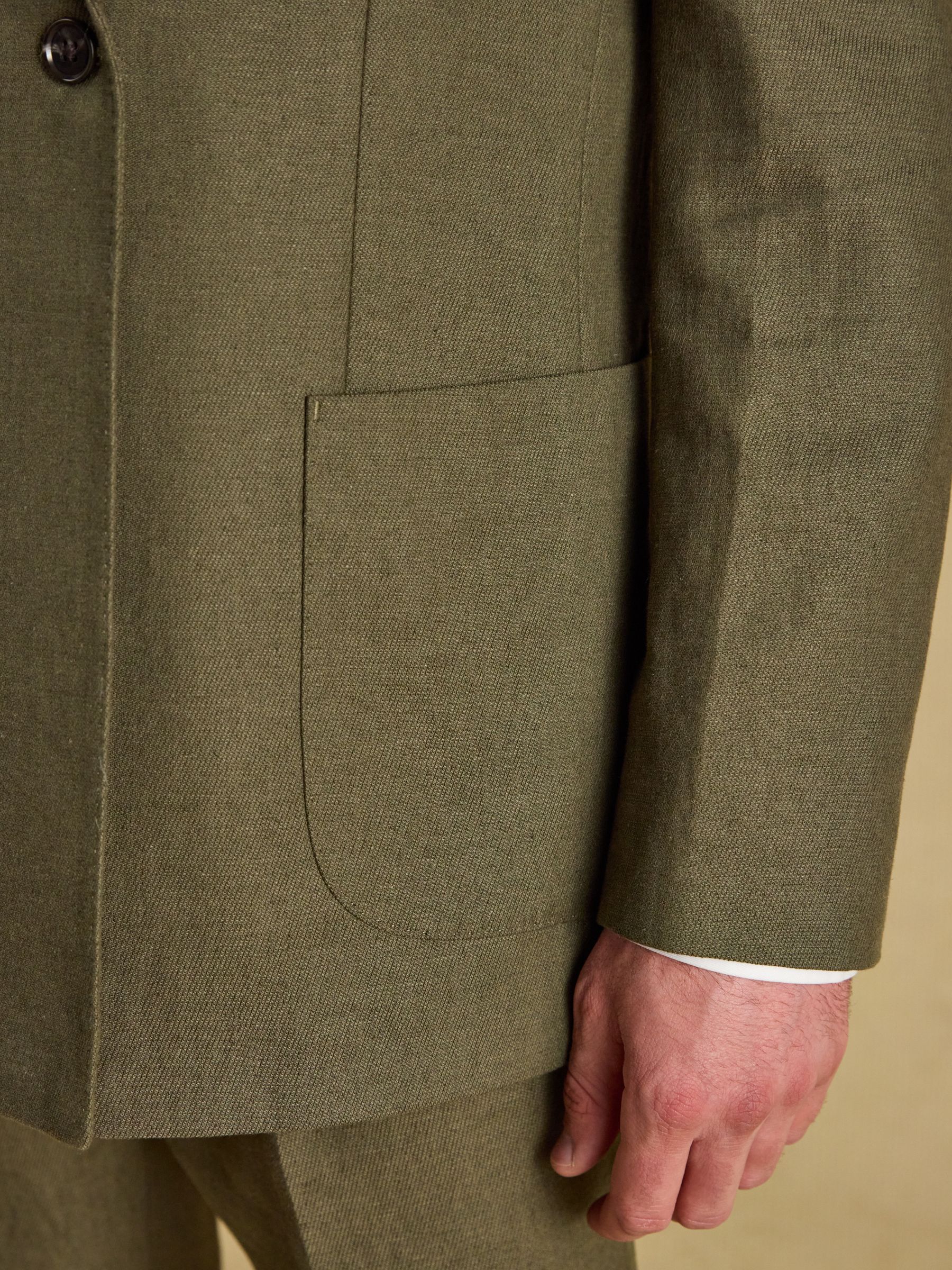 Green Slim Fit Linen Suit Jacket - Image 8 of 10