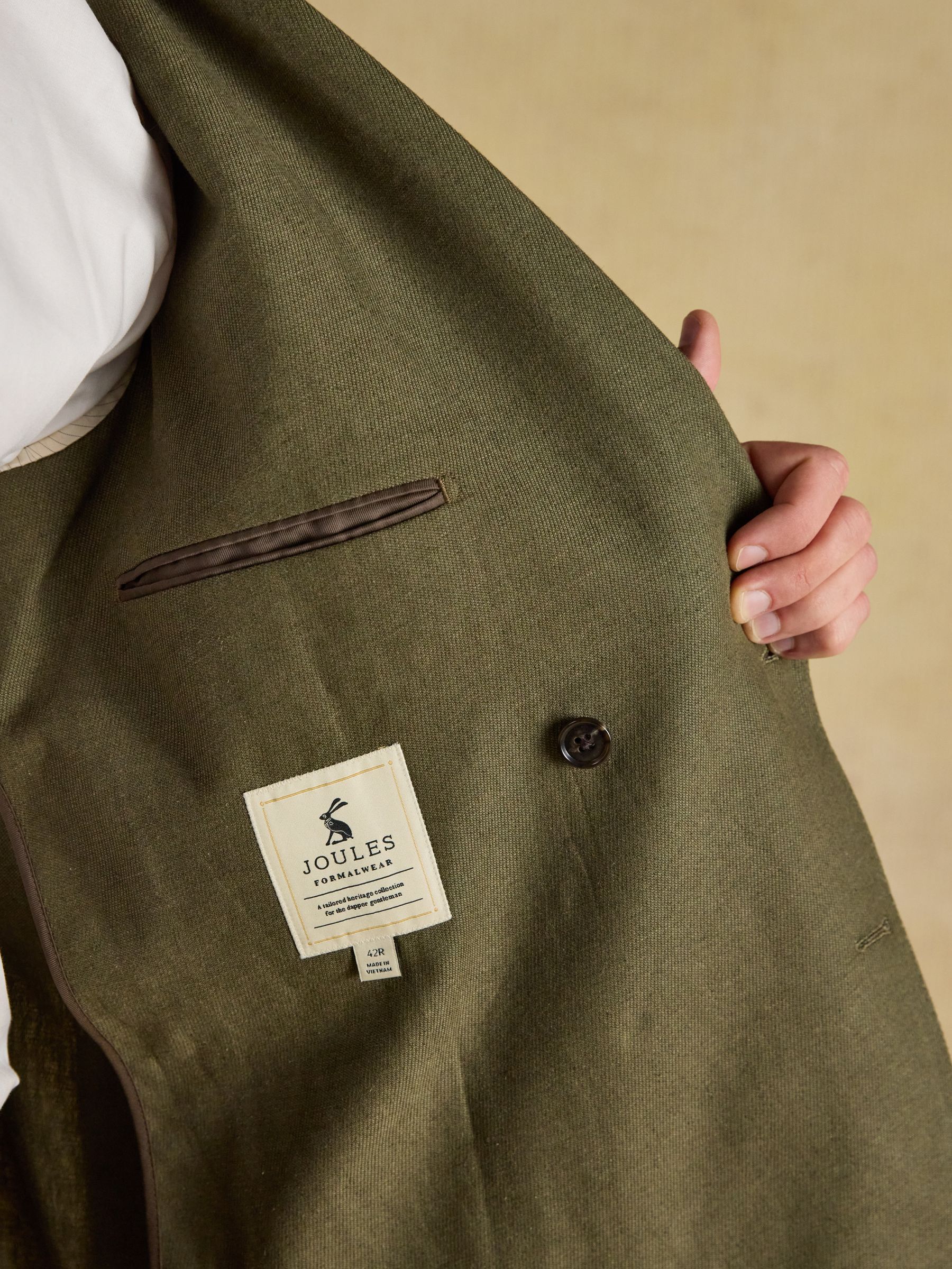 Green Slim Fit Linen Suit Jacket - Image 9 of 10