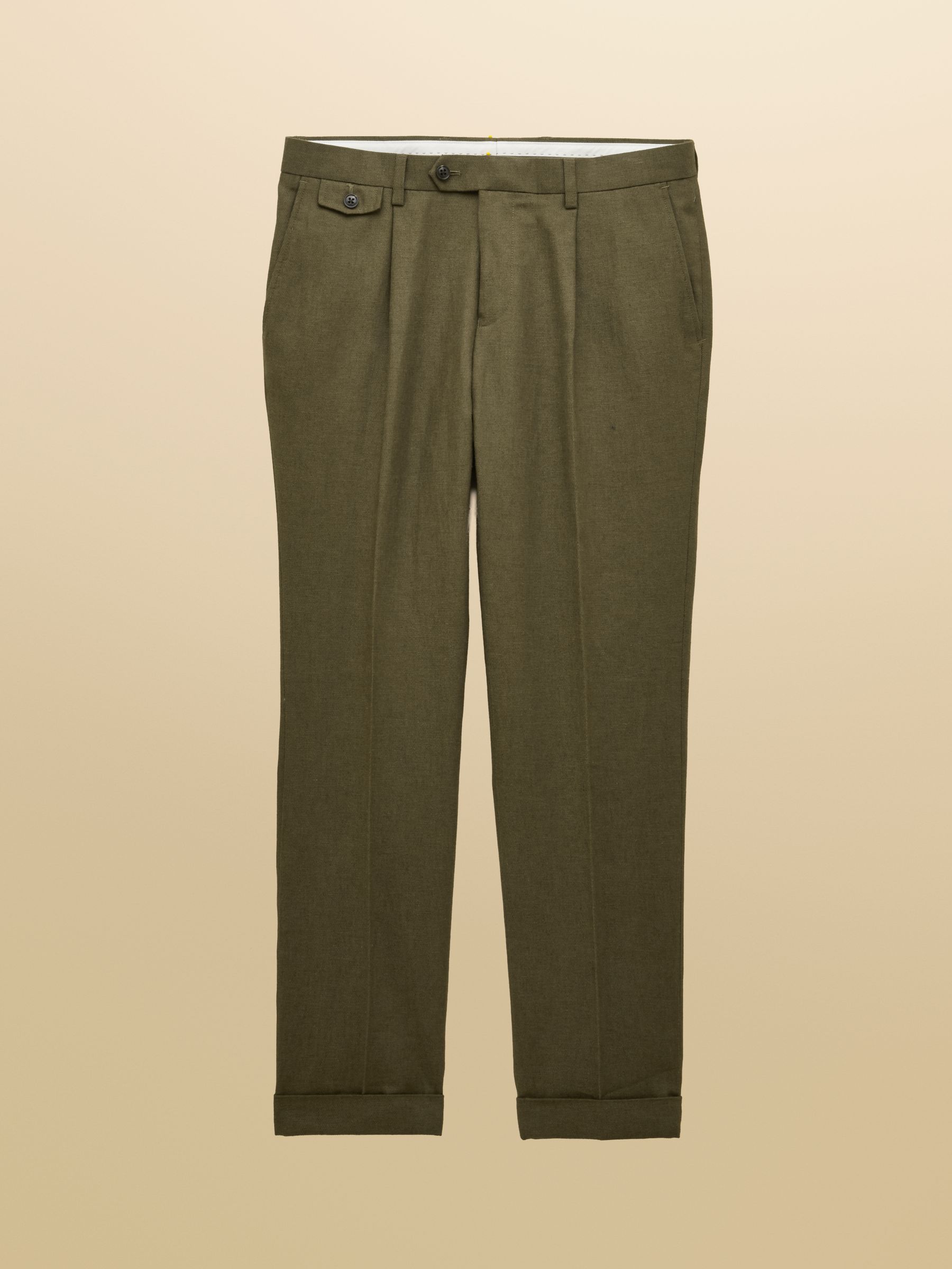 Green Slim Fit Linen Suit Trousers - Image 6 of 6