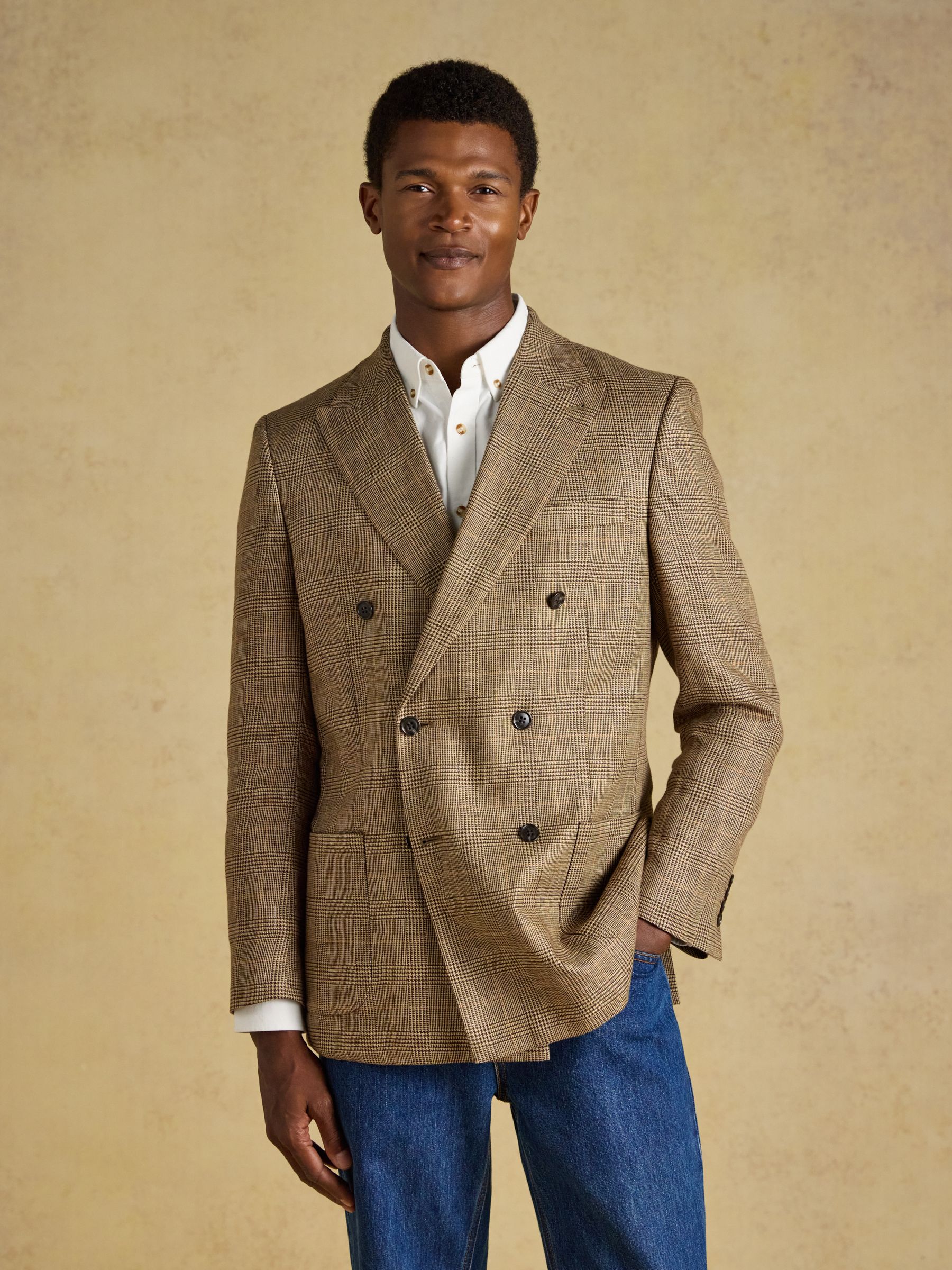 Brown Slim Fit Linen Blazer - Image 1 of 10