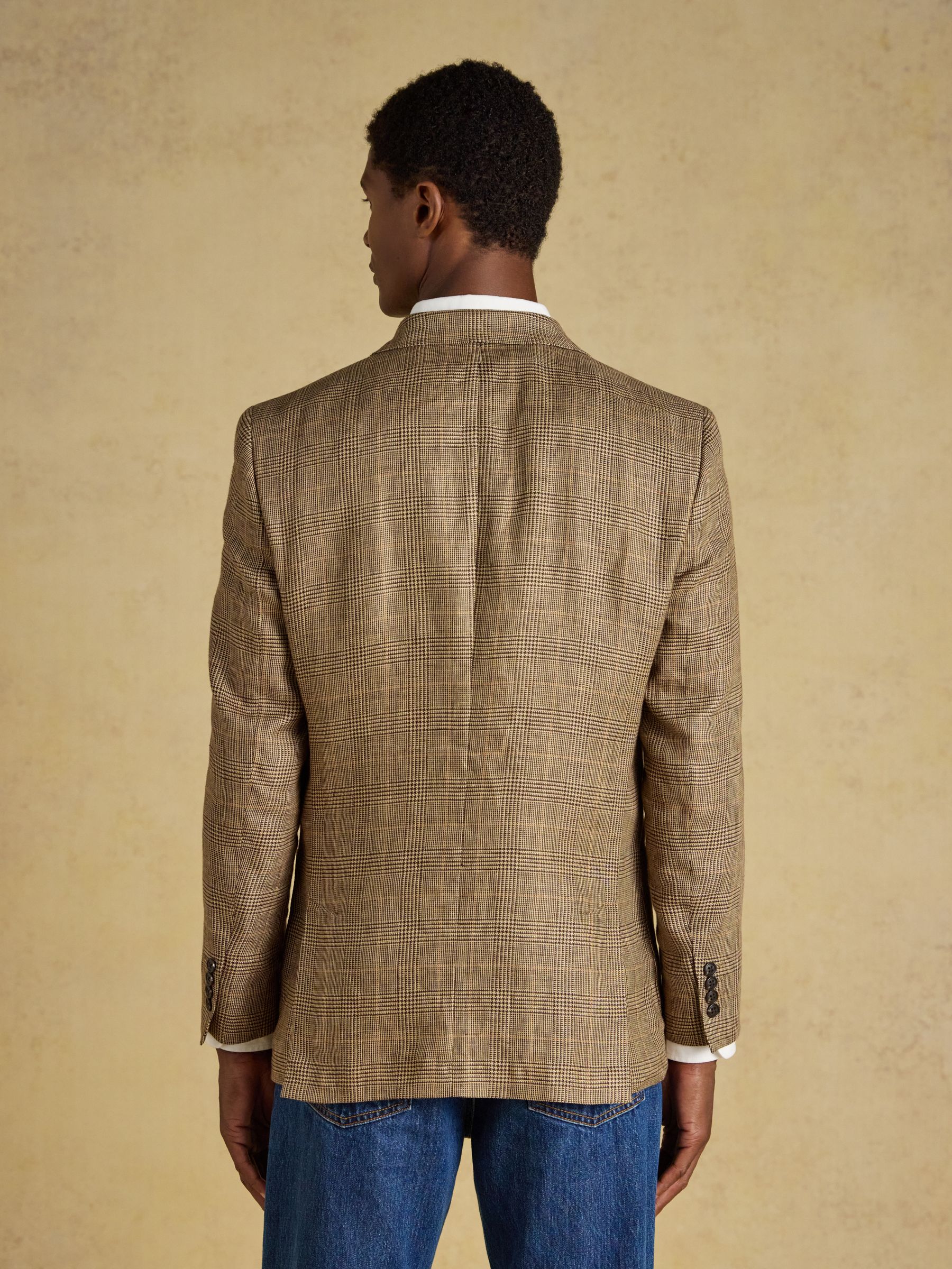 Brown Slim Fit Linen Blazer - Image 2 of 10