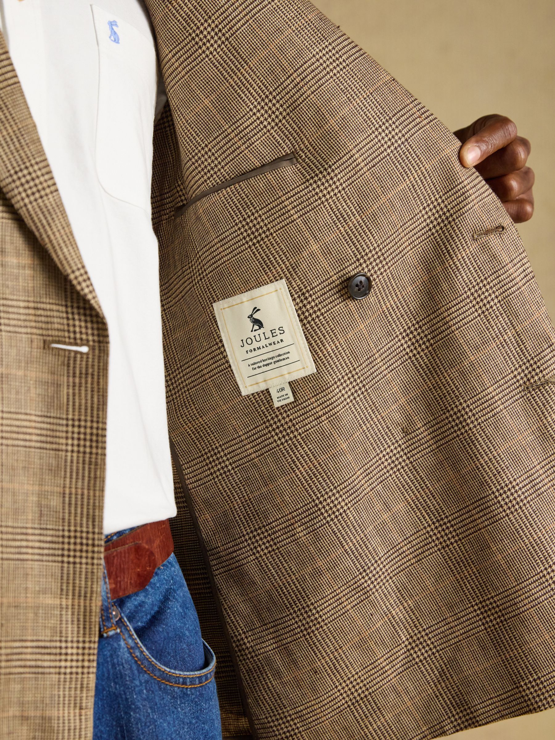Brown Slim Fit Linen Blazer - Image 4 of 10