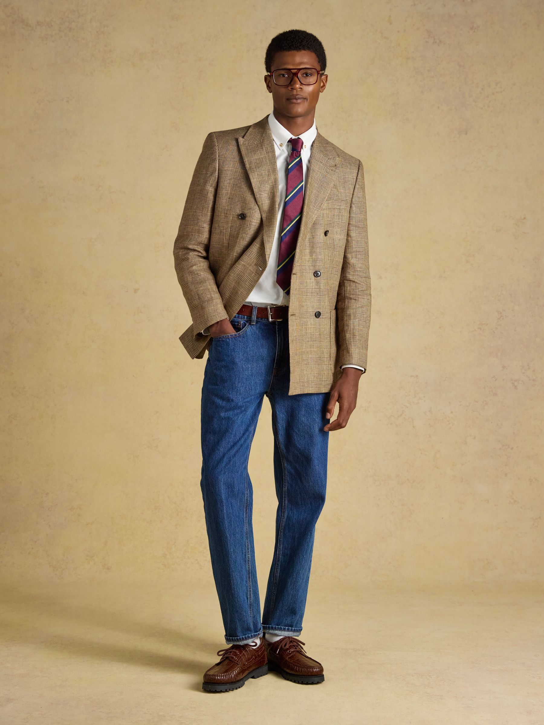 Brown Slim Fit Linen Blazer - Image 5 of 10
