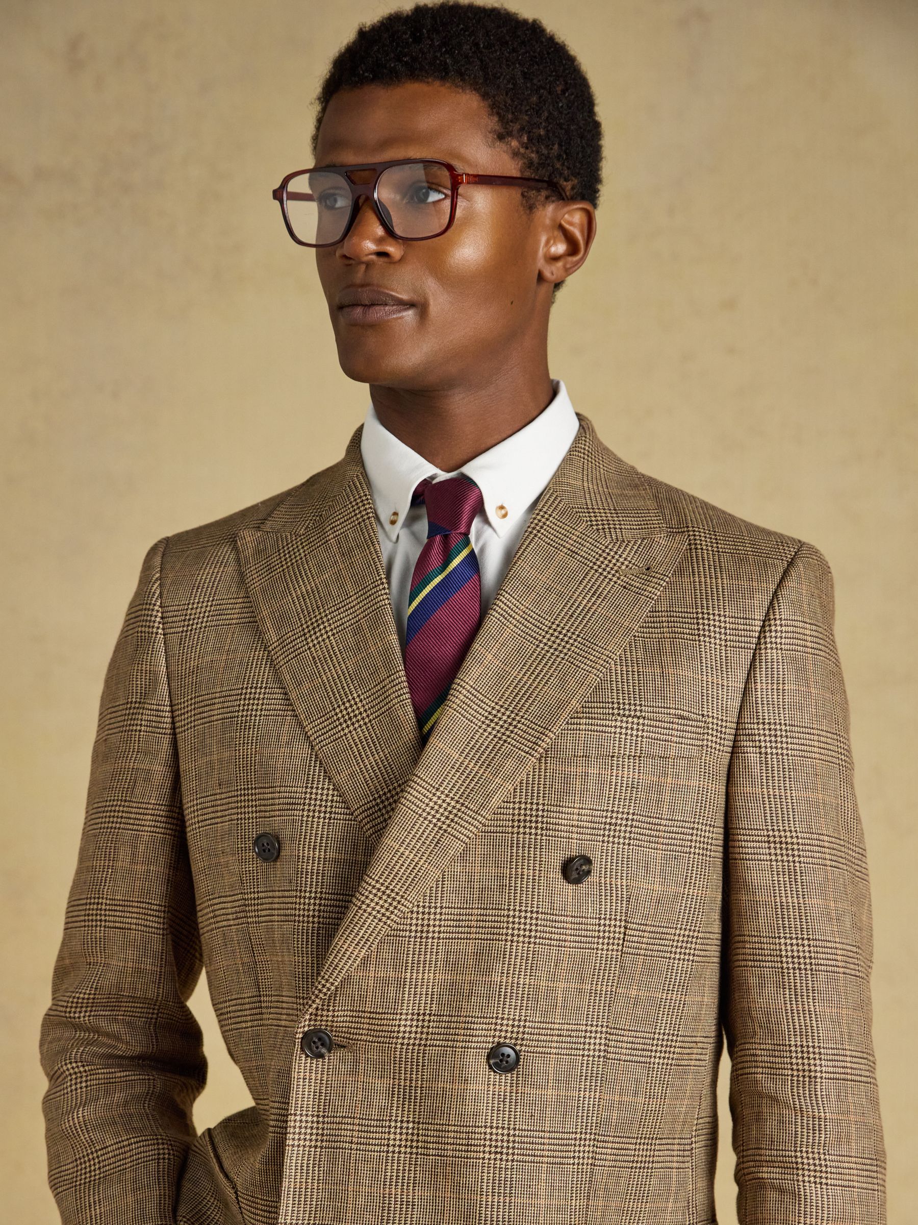 Brown Slim Fit Linen Blazer - Image 9 of 10