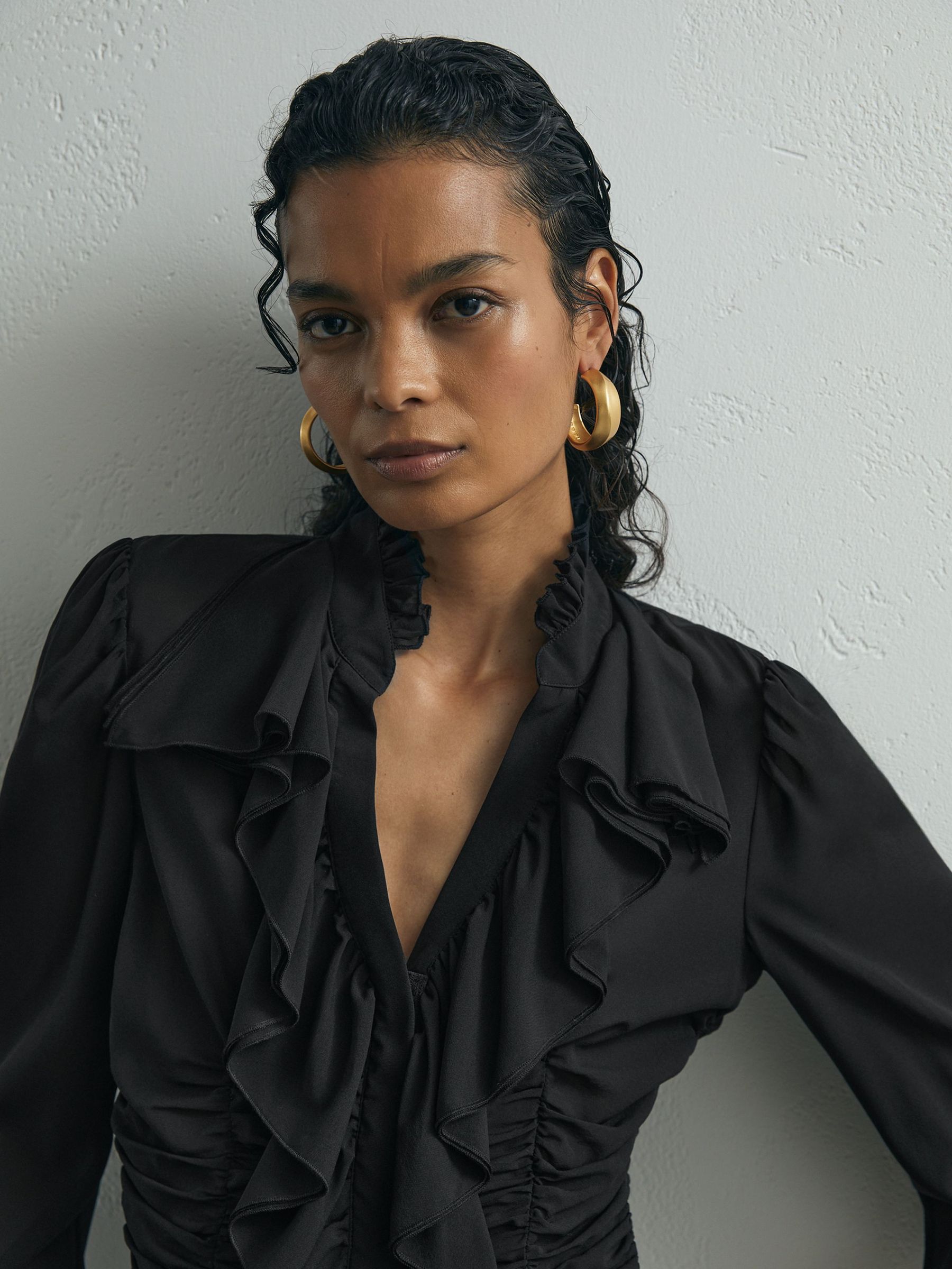 Atelier Silk-Blend Ruffled Blouse in Black - image 5