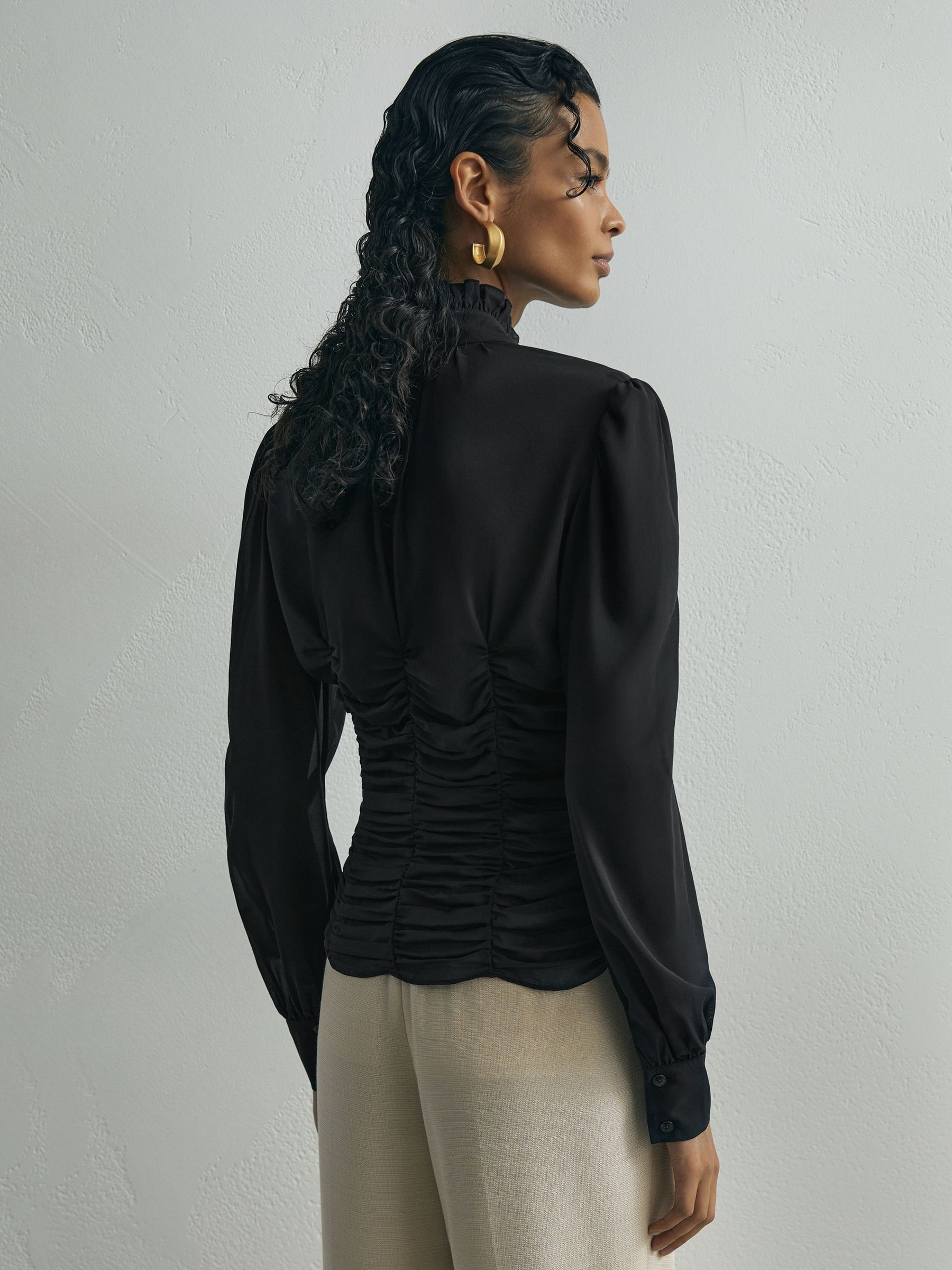 Atelier Silk-Blend Ruffled Blouse in Black - image 4