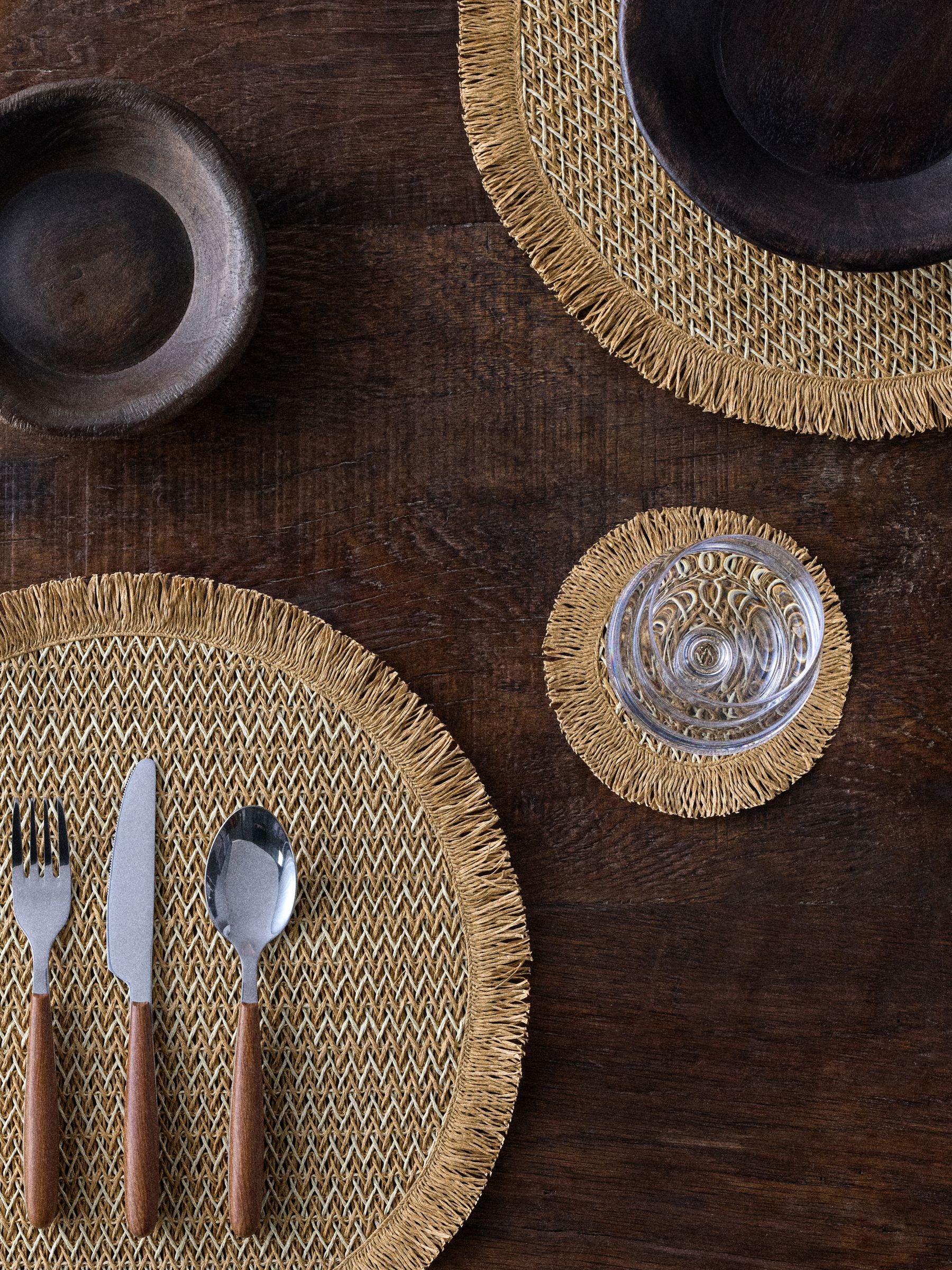 The Set 12 Pack Natural Woven Placemats and Coaster Set - Image 1 of 6