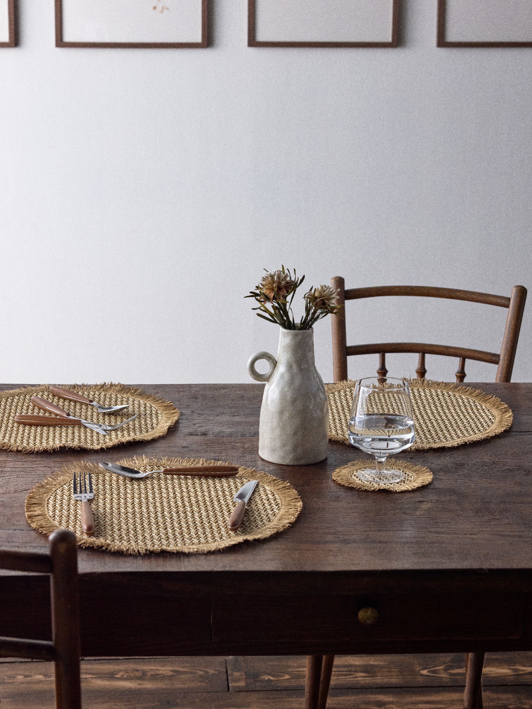 The Set 12 Pack Natural Woven Placemats and Coaster Set - Image 2 of 6