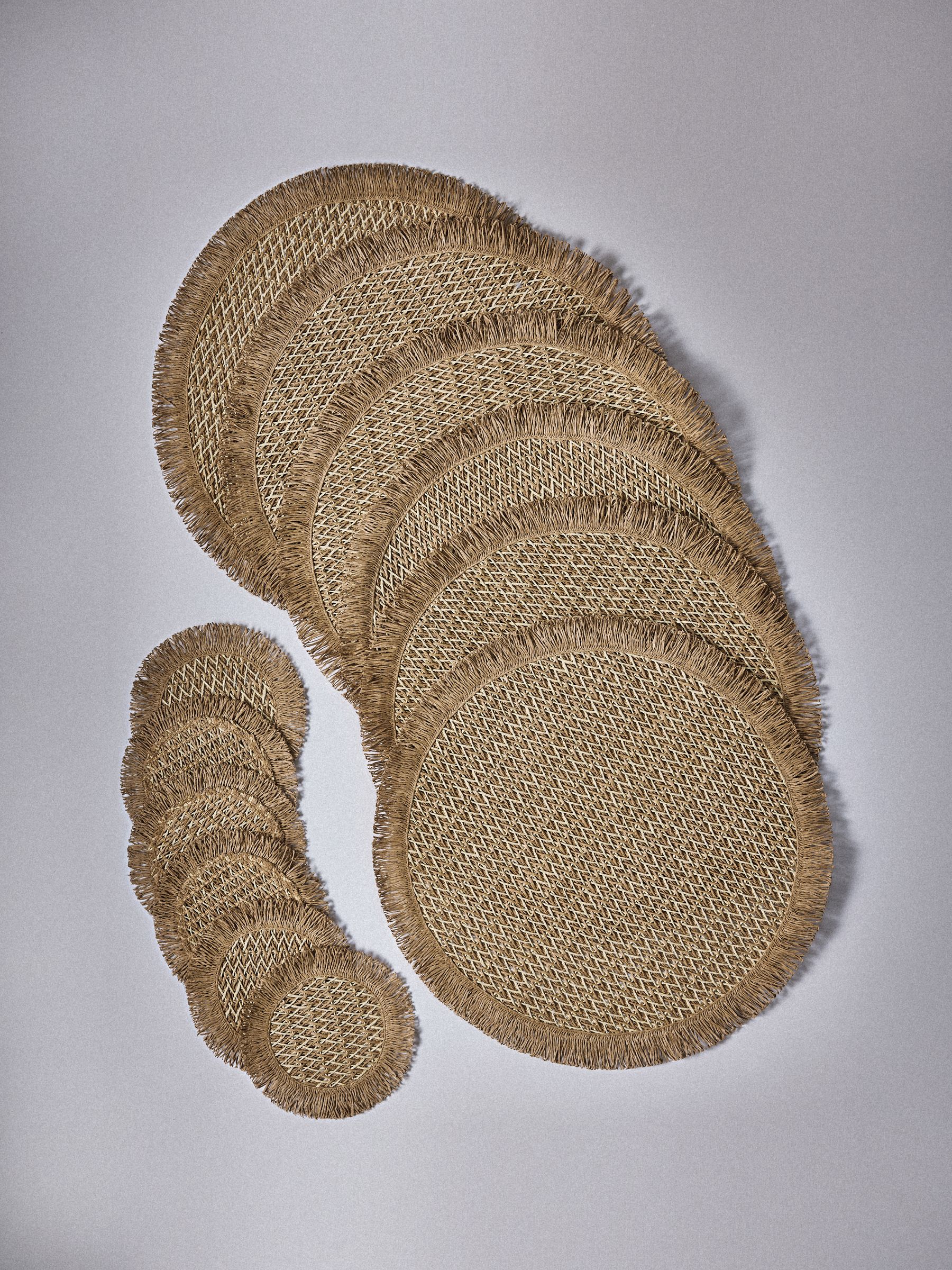 The Set 12 Pack Natural Woven Placemats and Coaster Set - Image 5 of 6