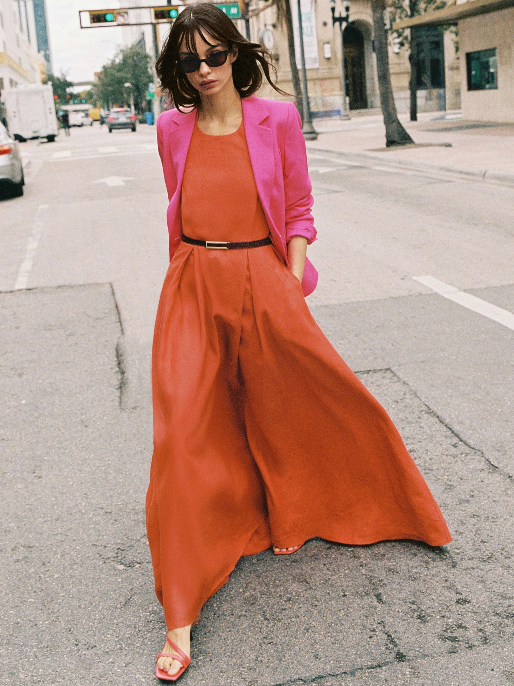Dress in Coral Orange - Image 1 of 9