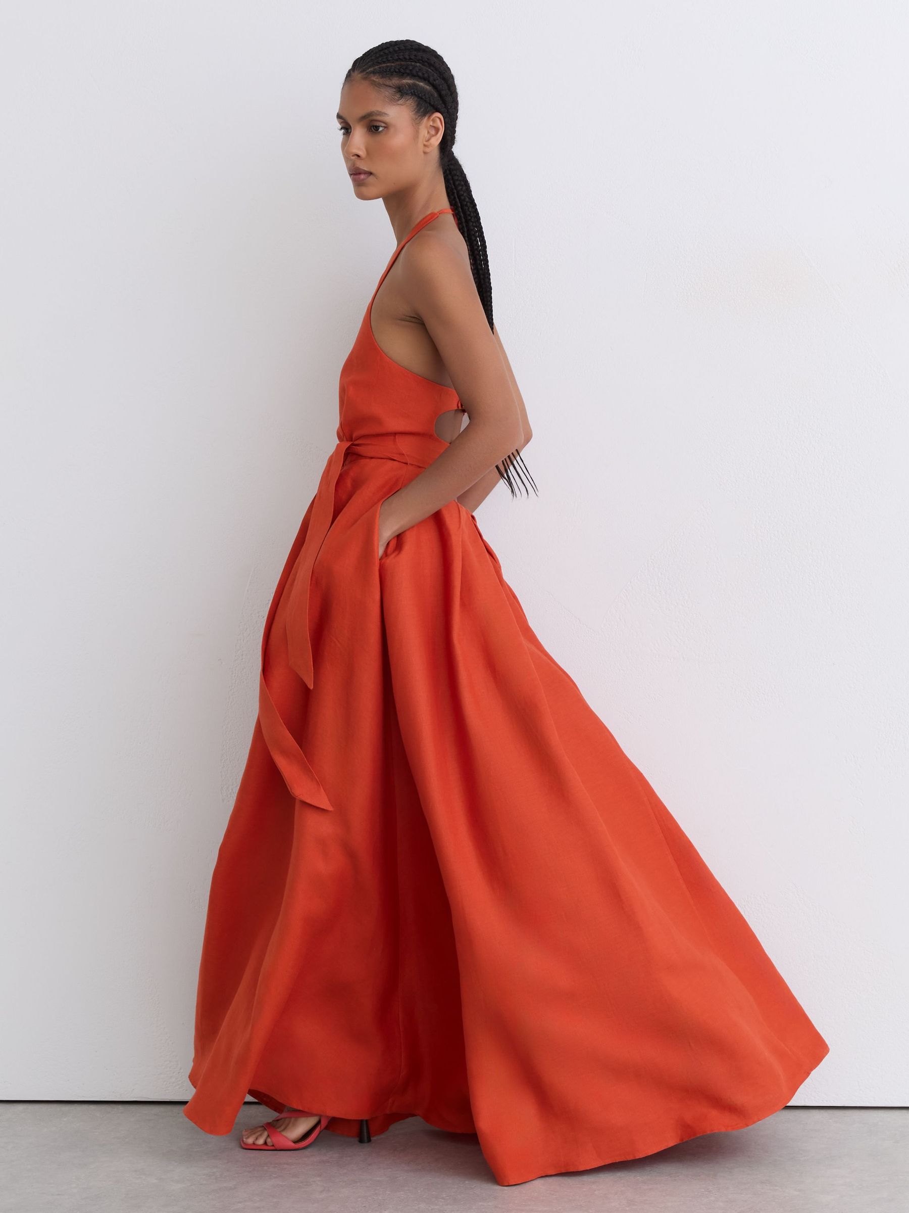 Dress in Coral Orange - Image 3 of 9