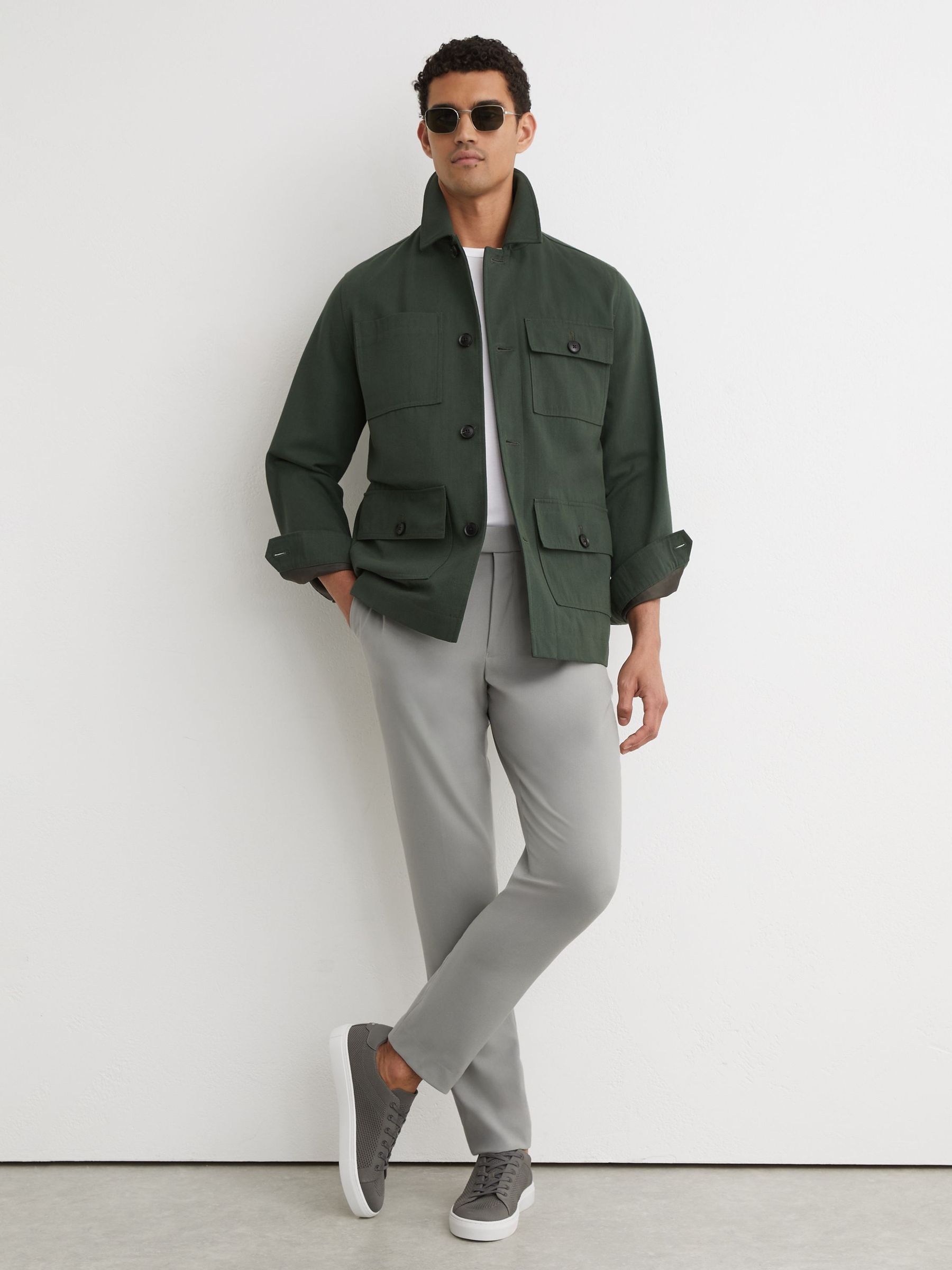 Stretch Slim-Fit Drawstring Trousers in Sage Green - image 2