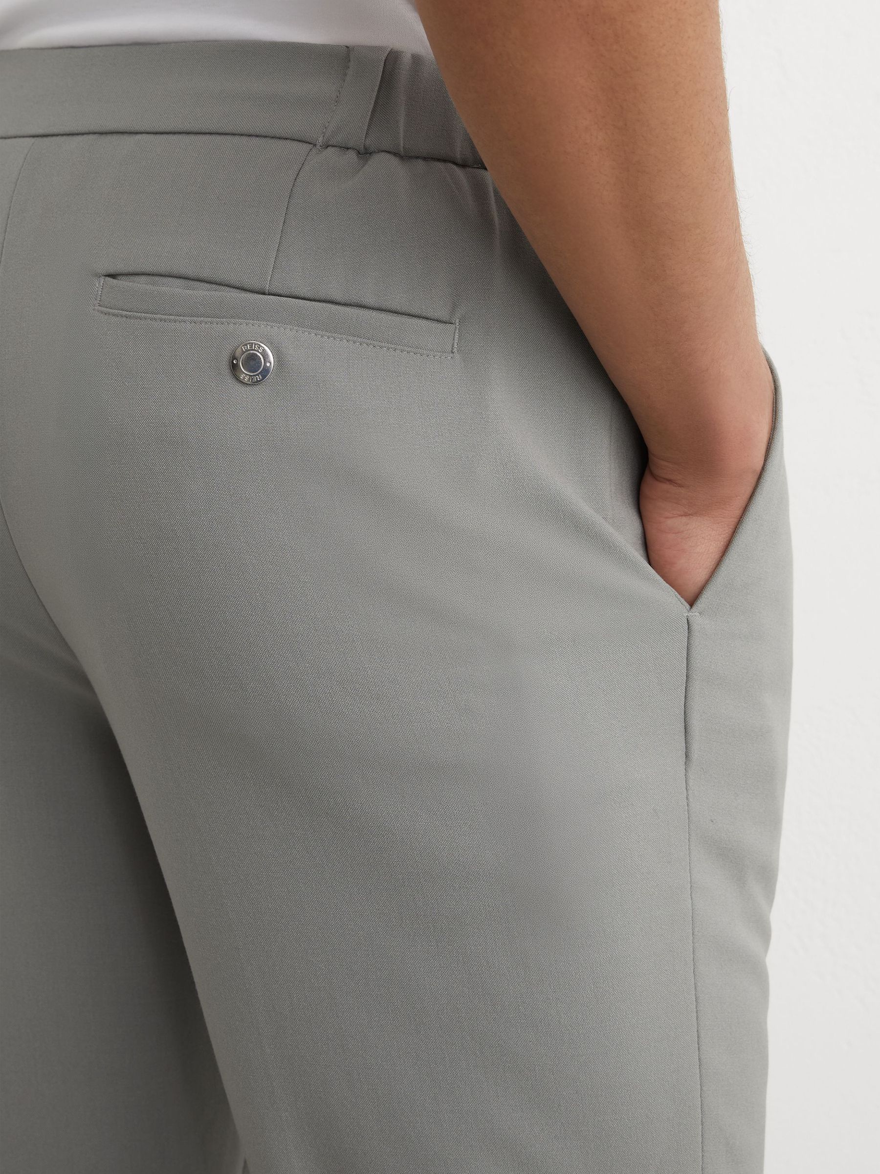 Stretch Slim-Fit Drawstring Trousers in Sage Green - image 4