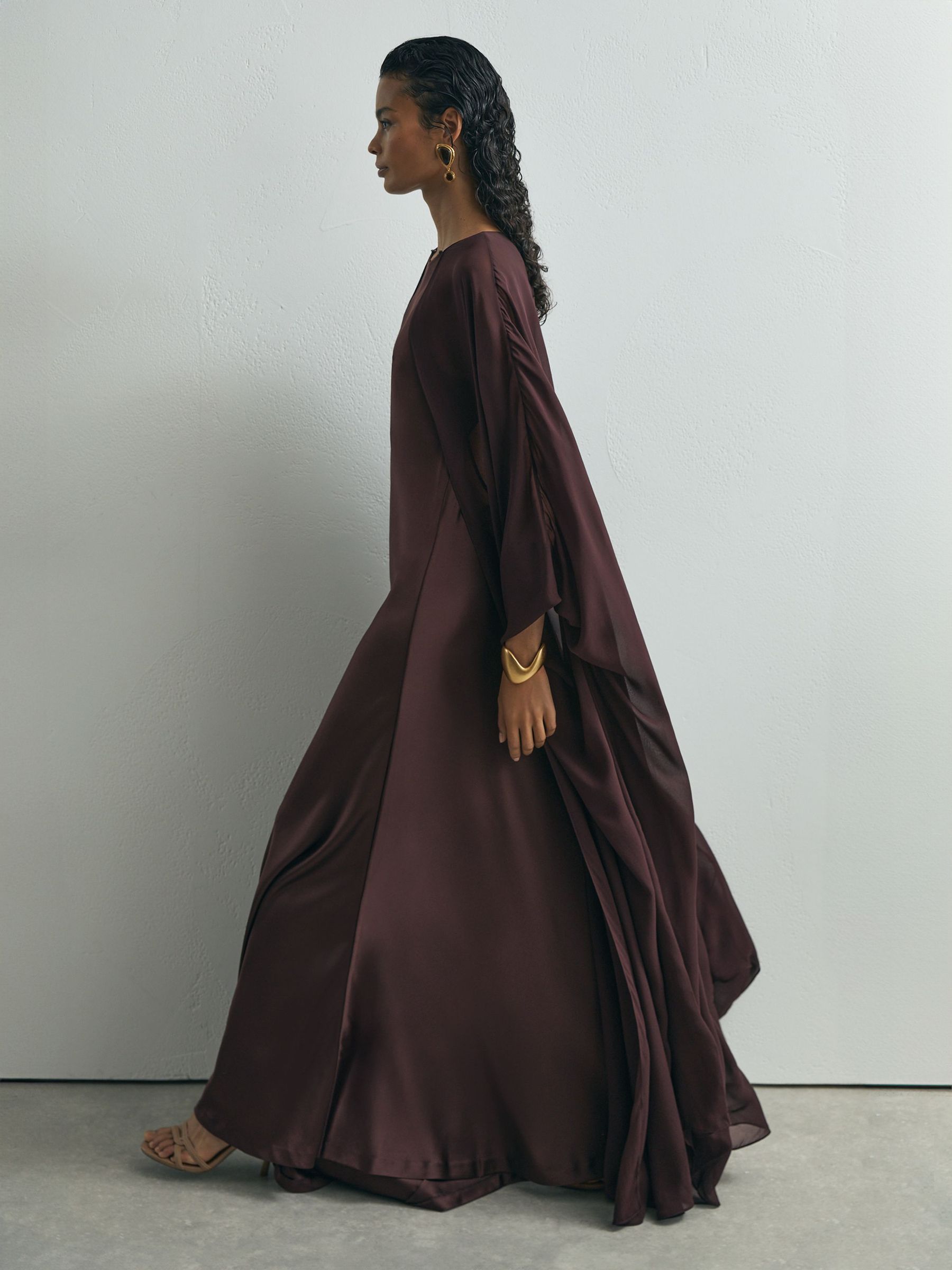 Atelier Satin Cape Maxi Dress in Grape - Image 7 of 8